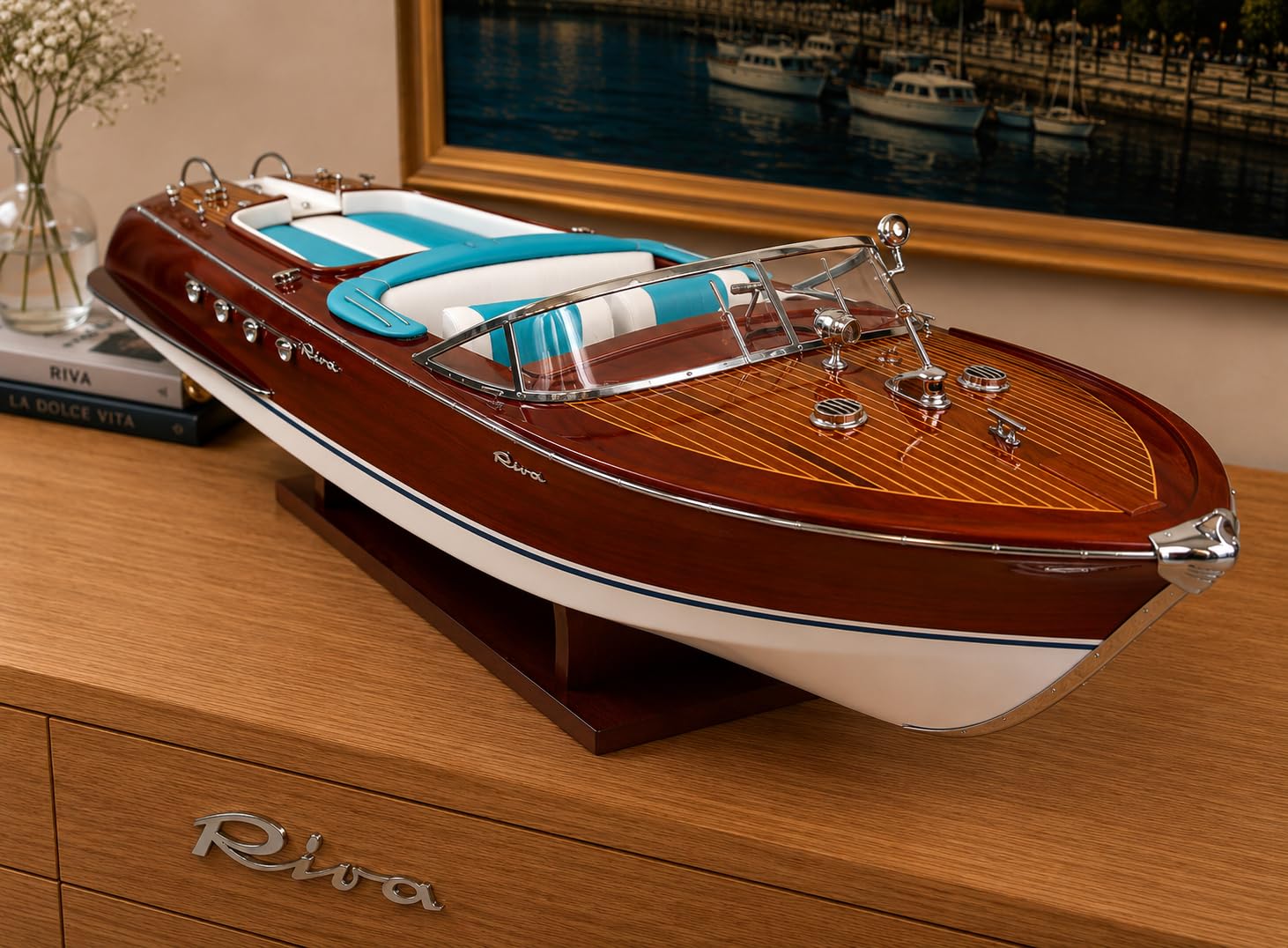 Générique maquette bateau riva aquarama 55 cm bois modelisme