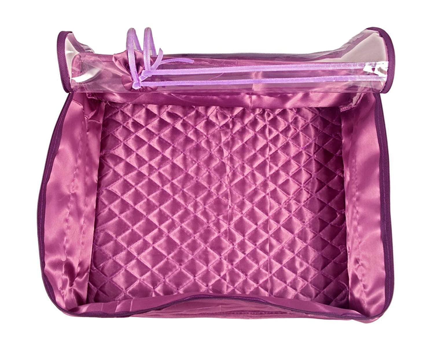 atorakushon Set di 12 sacchetti in tessuto satinato, con finestra trasparente, extra large, organizer per abiti da guardaroba (viola)