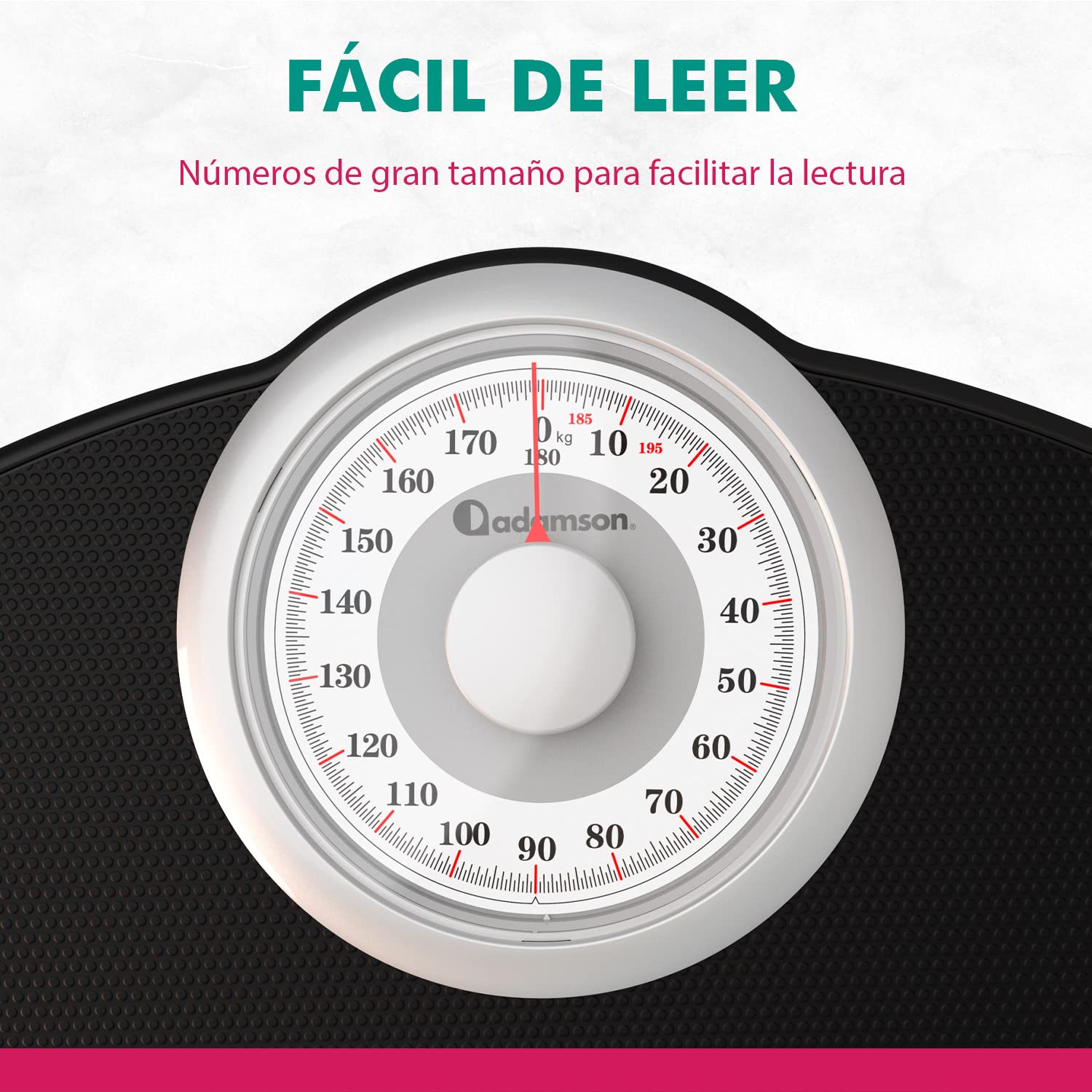 Adamson A25W - Báscula de Baño Analógica - NUEVO - Hasta 180 KG - Números Grandes Y Base Antideslizante - Balanzas Para Baño de Alta Precisión - 20 años de Garantía - Para Casa, Dormitorio - Blanco