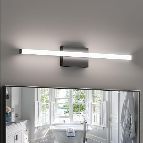 Miniatura 7 de Barra de luz LED moderna de 30 pulgadas, 28 W, 2400 lúmenes, 5CCT, regulable, para baño, sobre espejo, con certificación ETL, color negro mate RA>85