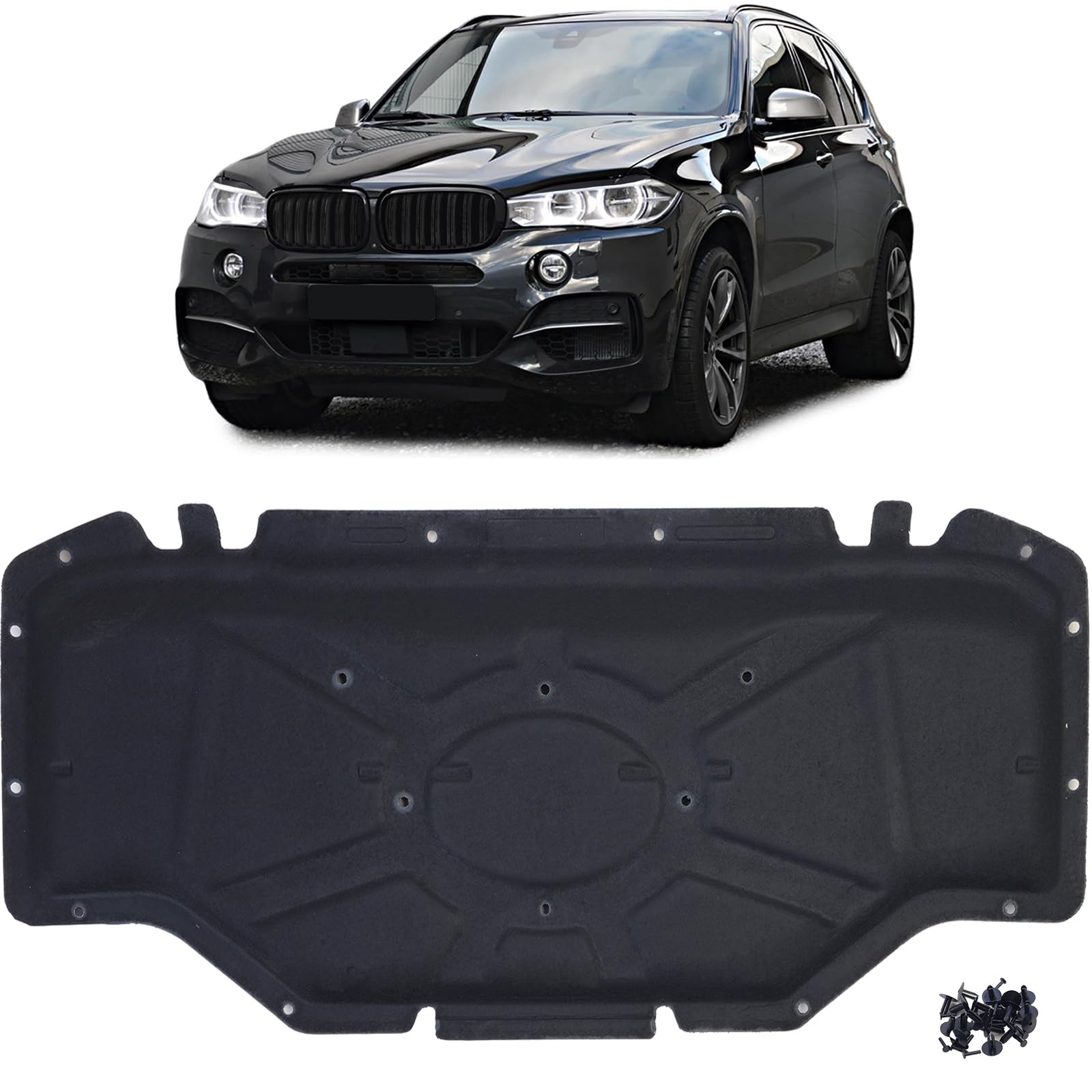 Motorhaubendämmung Dämmmatte mit Clips passt für BMW X5 F15 X6 F16
