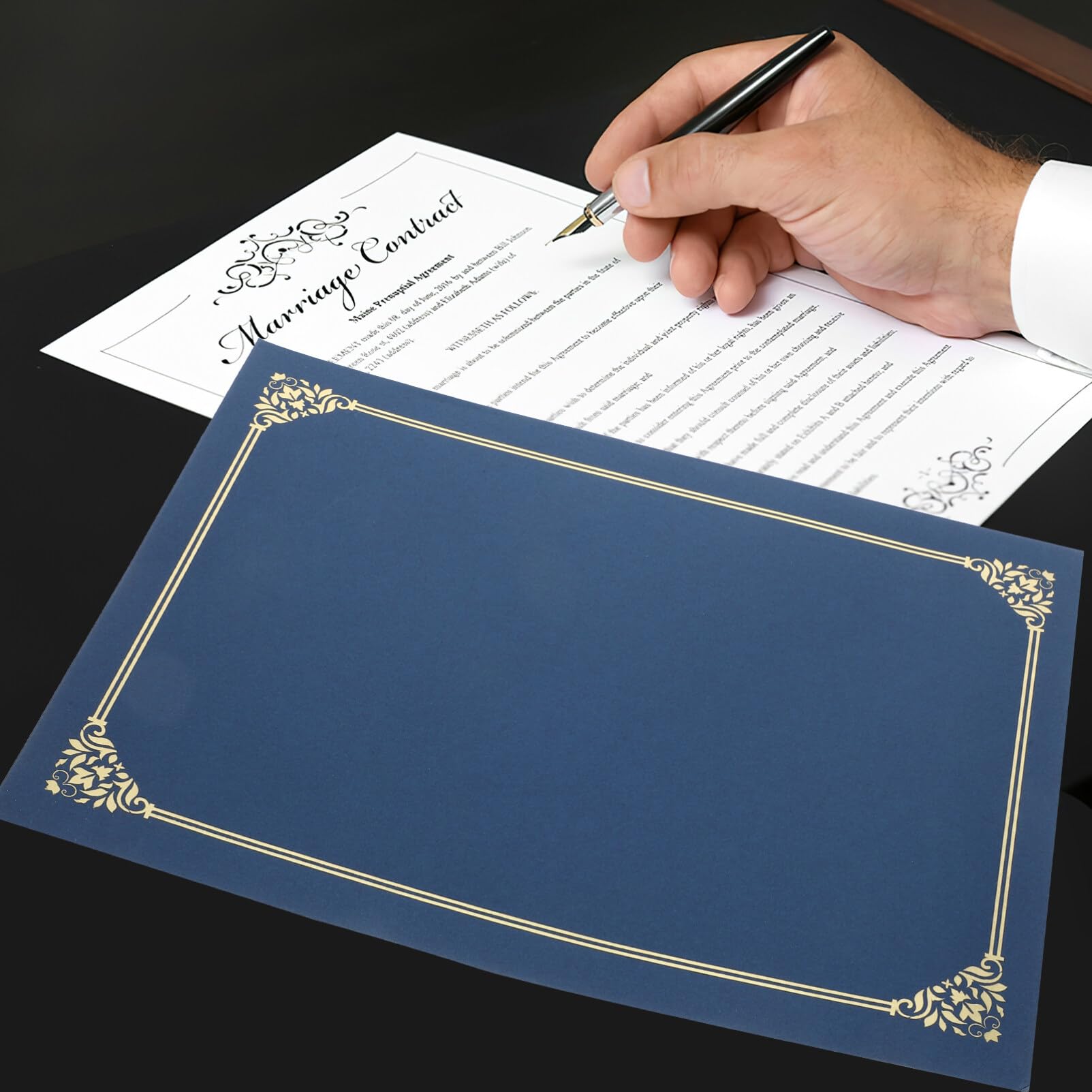 Titulaires De Certificats 10 Pièces Porte Diplôme Couvertures De Documents Avec Bord En Feuille D'or Certificats Carton Pour Certificat Carte Invitation Prix Foncé