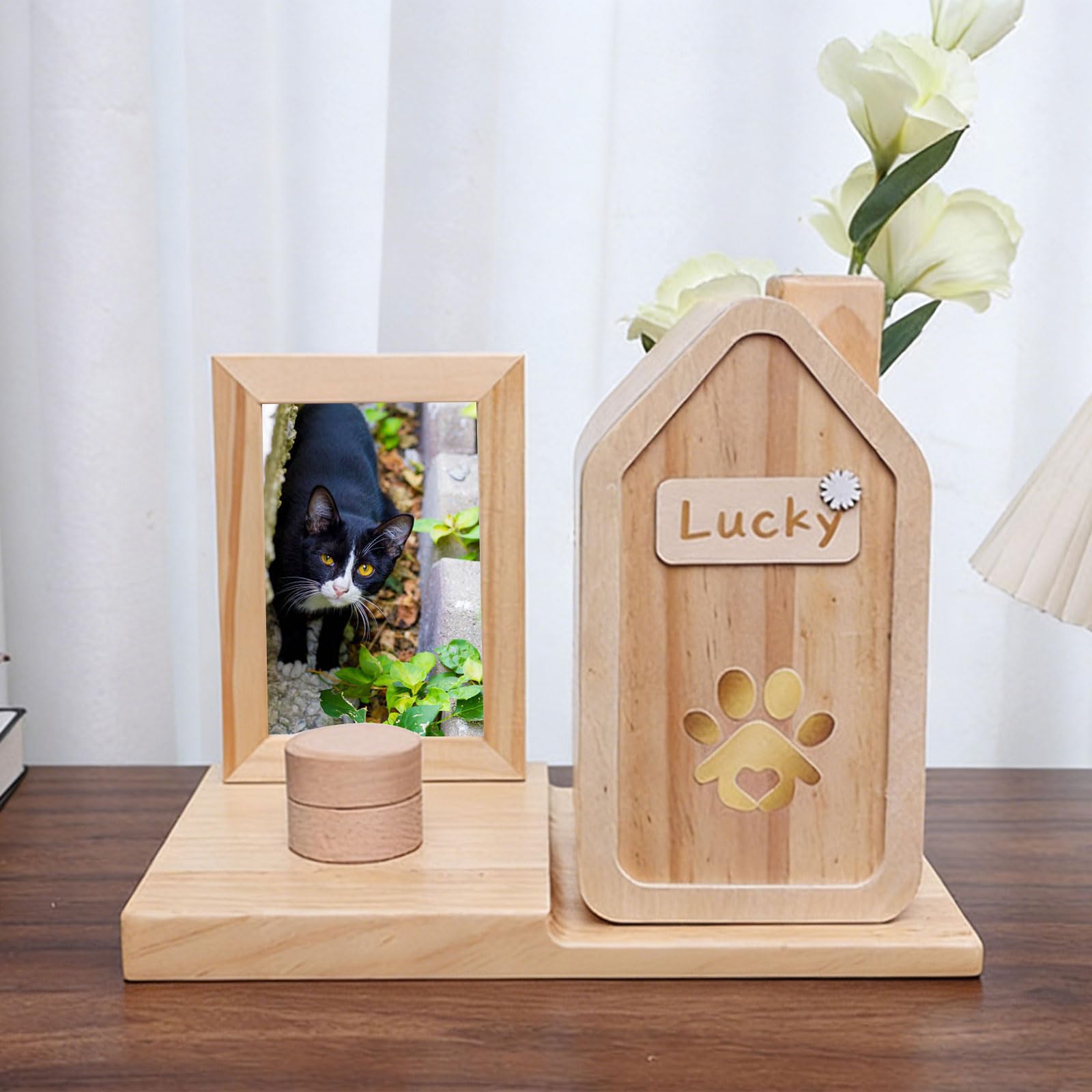 Ataúd de urna para cenizas de cremación, ataúd de condolencias, suministros de regalo para mascotas, accesorios de marco de fotos conmemorativo, urna de acero inoxidable