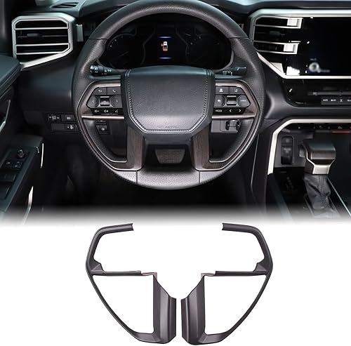 Cubierta de marco de botón para volante de automóvil compatible con Toyota TundraSequoia 2022-2023 Aunginsy Panel de botón de volante de automóvil,