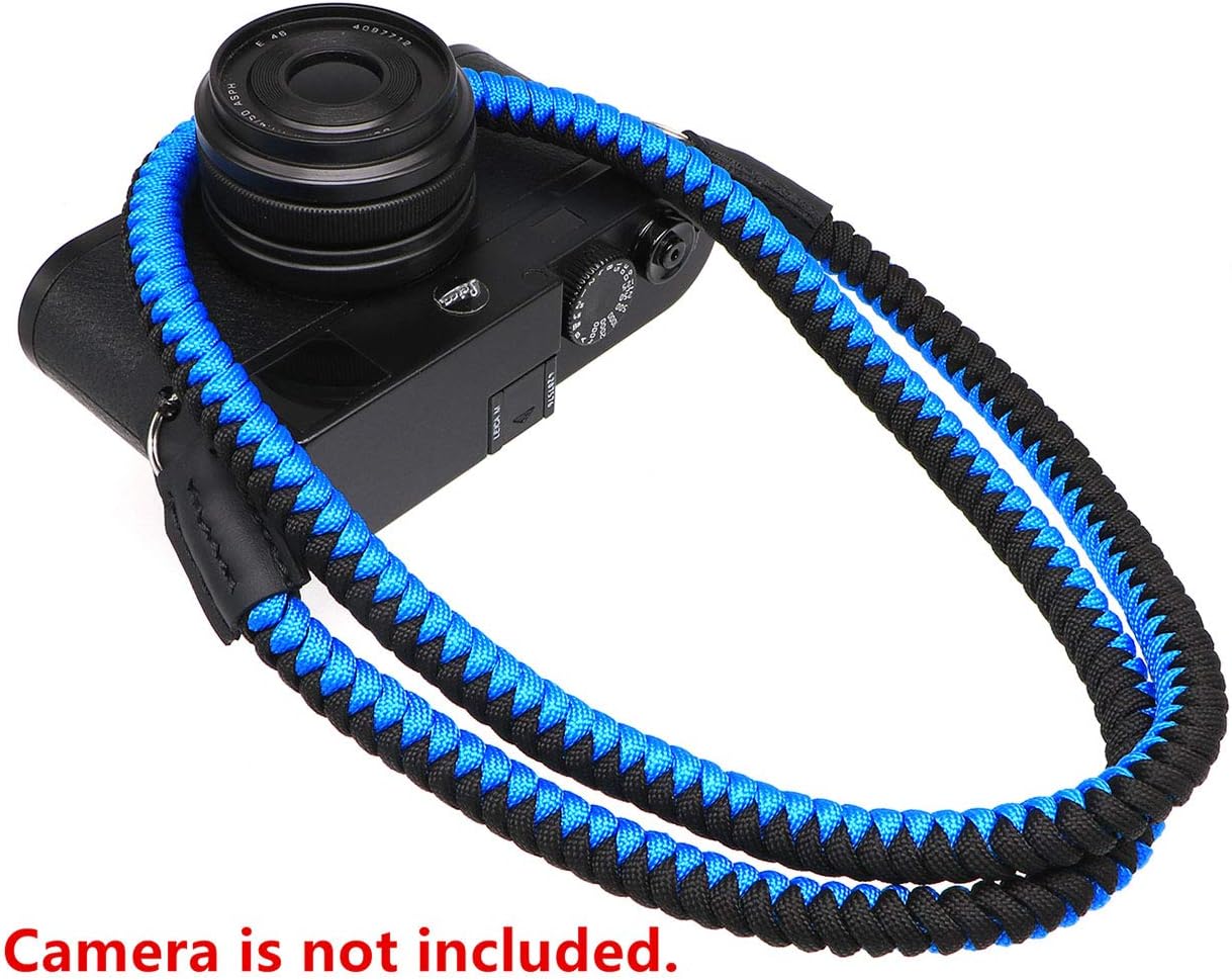 Paracord Camera Strap Long Camera Neck Shoulder Strap for SLR DSLR Digital Mirrorless Cameras 47inch/120cm Blue Black