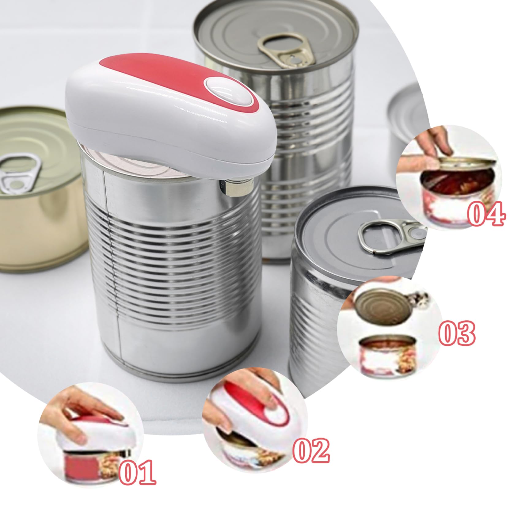 Electric Can Opener No Sharp Edge One-Touch Automatic Can Opener, Battery-Powered Food-Safe Cordless Soda Can Opener Kitchen Gadgets Gifts for Elders Automatic Can Opener Kitchen Gadgets Electric Can