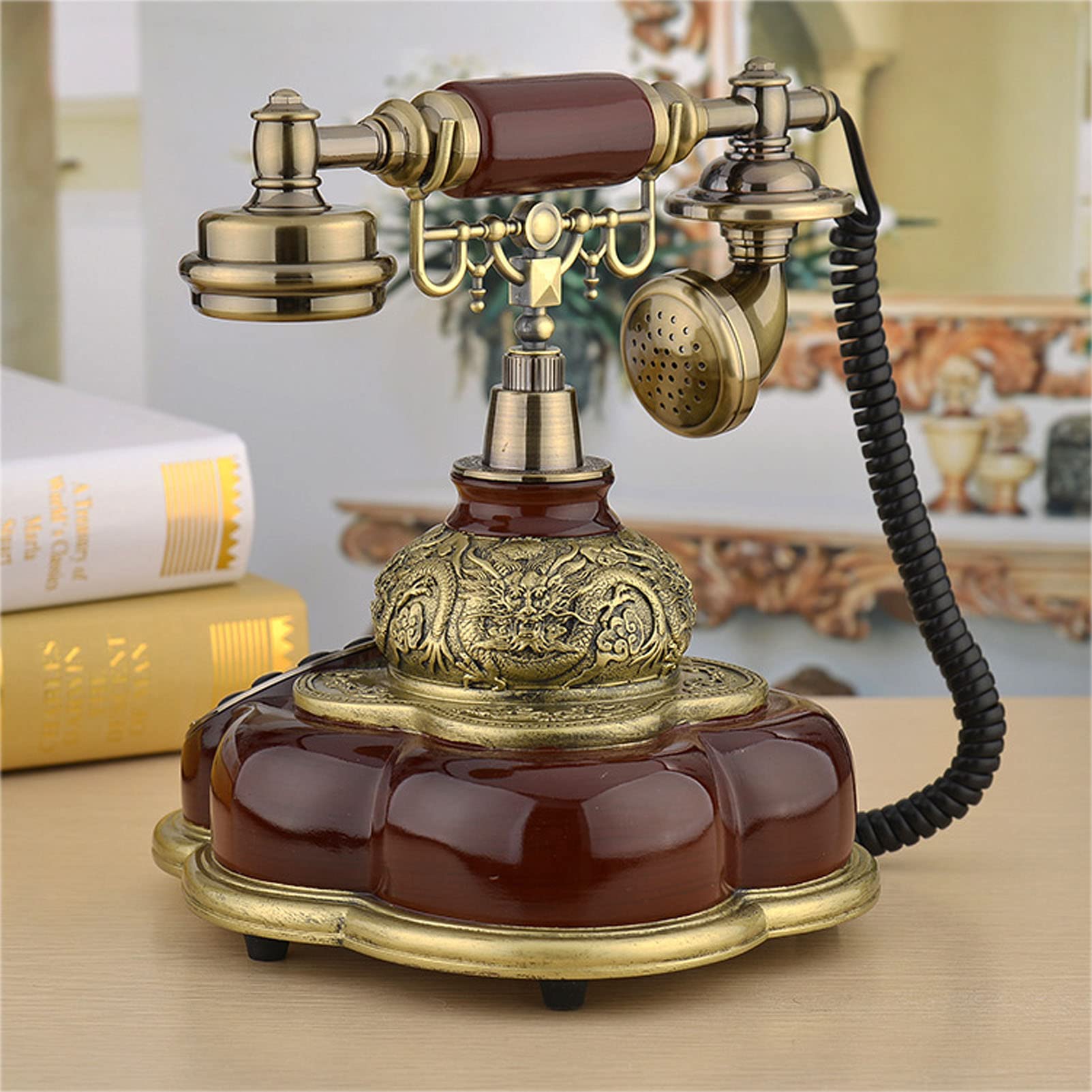 Telefono Fisso Vintage con suoneria Meccanica e Funzione Altoparlante Telefono con quadrante retrò per casa, Ufficio, Hotel
