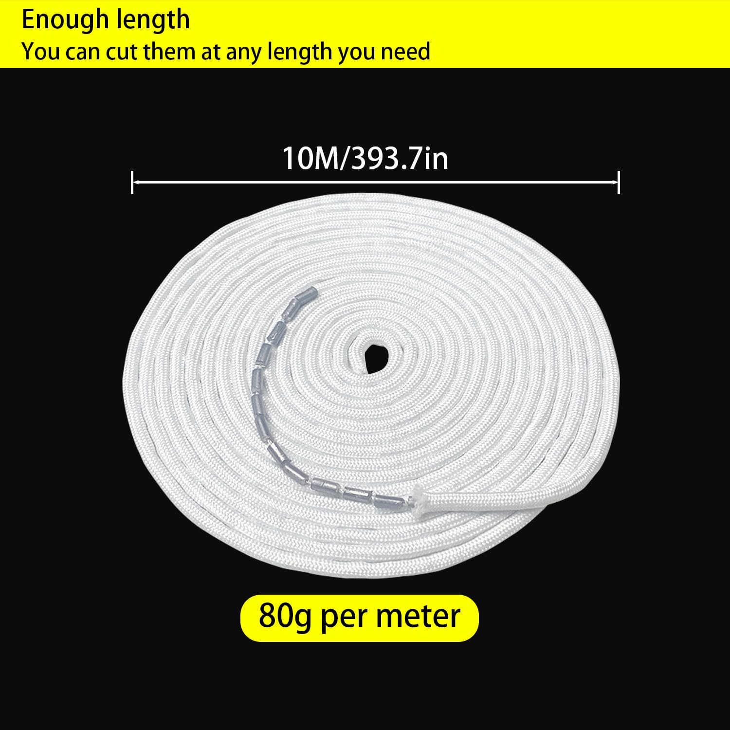 800g Pesi per Le Tende Circa 10 Meter Filo di Piombo per Tende Varie Grammature da Doccia Tovaglia Tendine Finestra per Evitare di Soffiare 80g/m (80g*10M)