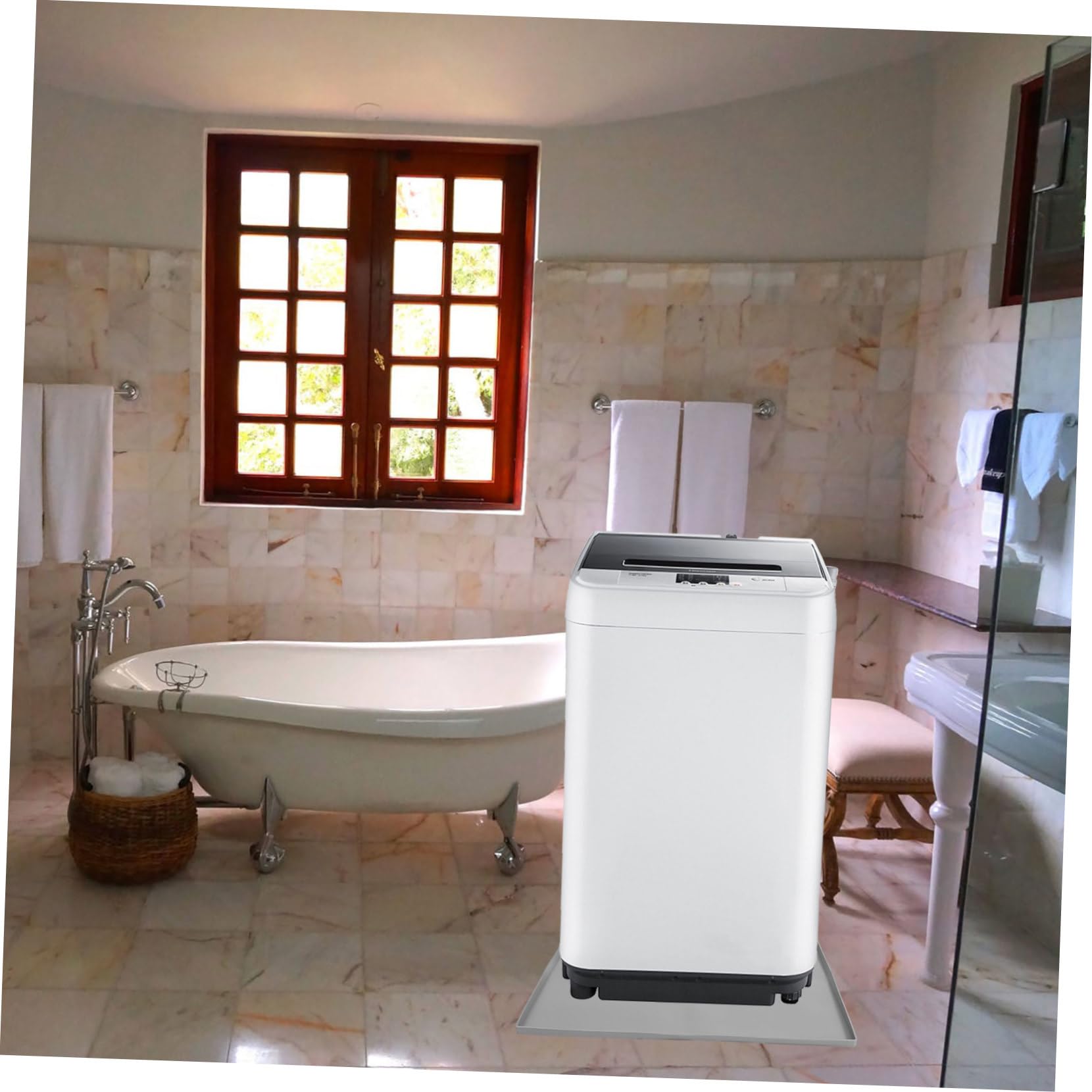 Tappetino in Silicone per Lavatrice e Asciugatrice 60x50 Cm Grigio | Antiscivolo e Leggero, Protezione del Piano Superiore, Uso in Lavanderia e Casa