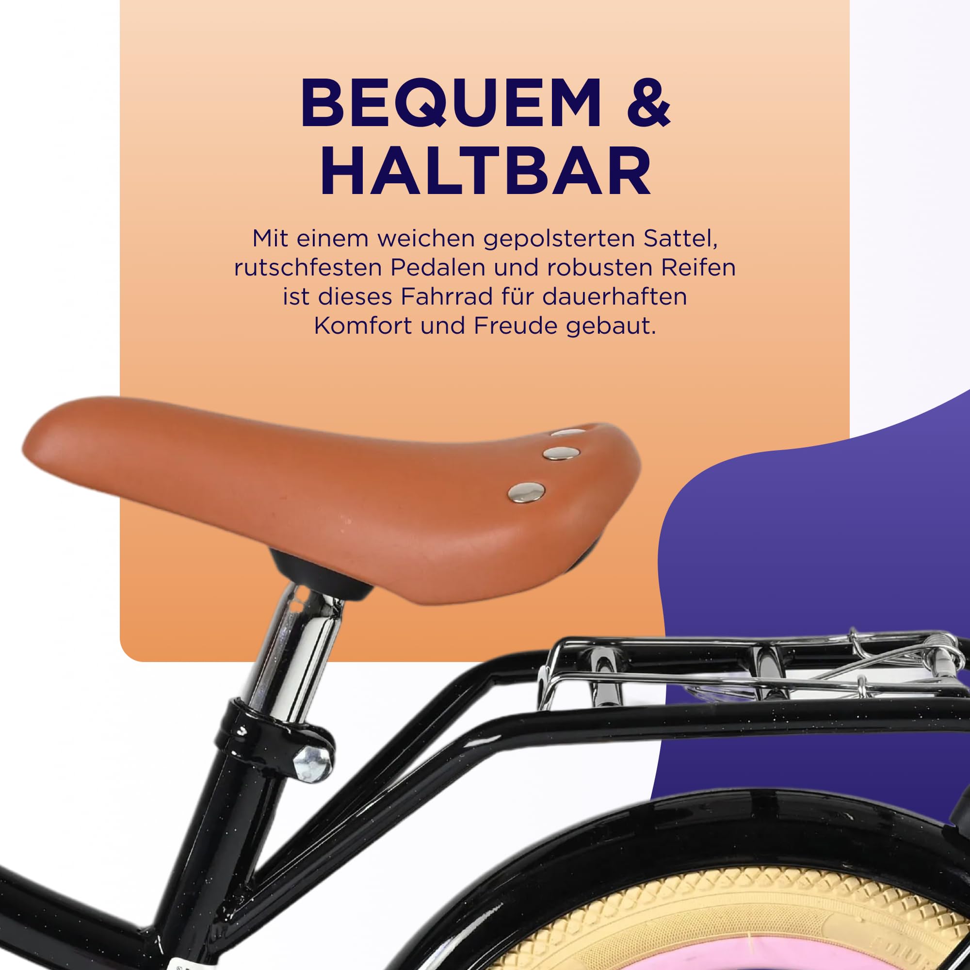 Volare Excellent Fahrrad | 3–5 Jahre | Hand- & Rücktrittbremse, Stützräder, Kettenschutz, Reflektoren & Korb | Höhenverstellbarer Sattel | Geschenk für Mädchen