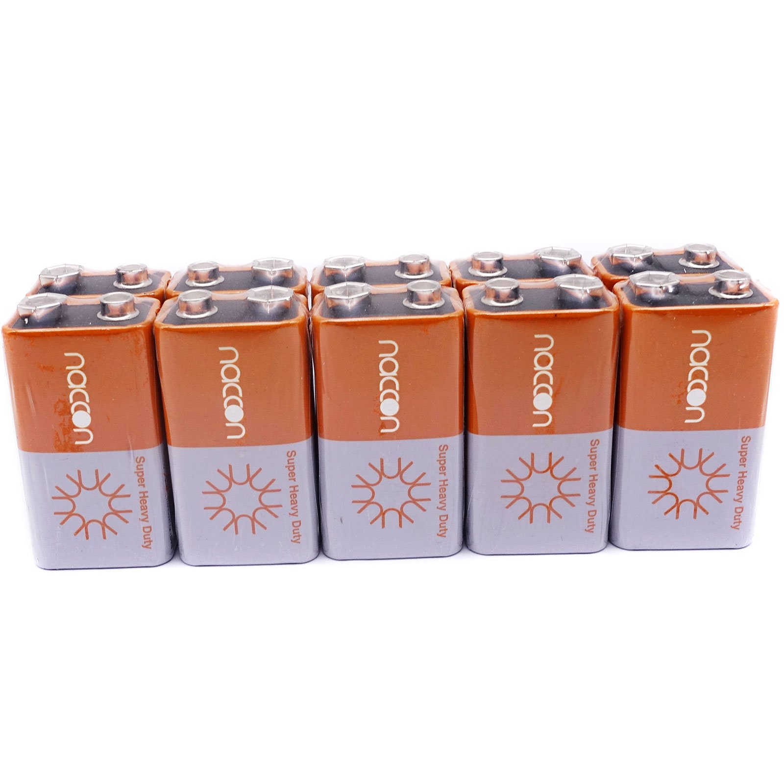 Buy Naccon 9V CarbonZinc Super HeavyDuty Battery Single Time Use 6F22 Block (10 Batteries