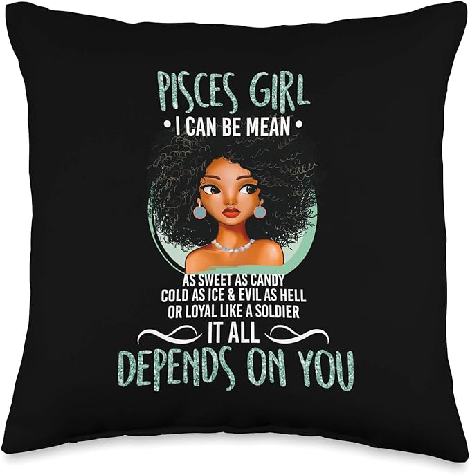 Birthday Gift Pisces Girl Zodiac for Women Throw Pillow