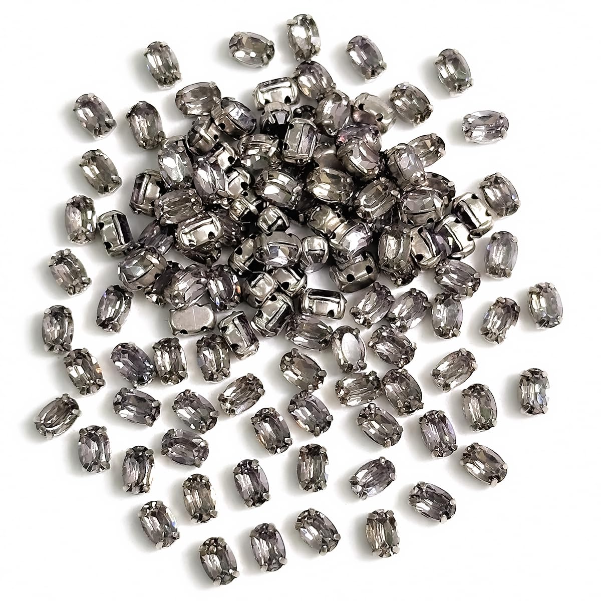 EmbroideryMaterial Sew on Crystal Resin Stones/Rhinestone for Craft, Embroidery, Jewellery Making, Dresses, Embellishments, Bracelet Making (4 * 6MM, Oval Shape, Silver, 144 Pieces) (B0CYLQXRGW) Amazon Price History, Amazon Price Tracker