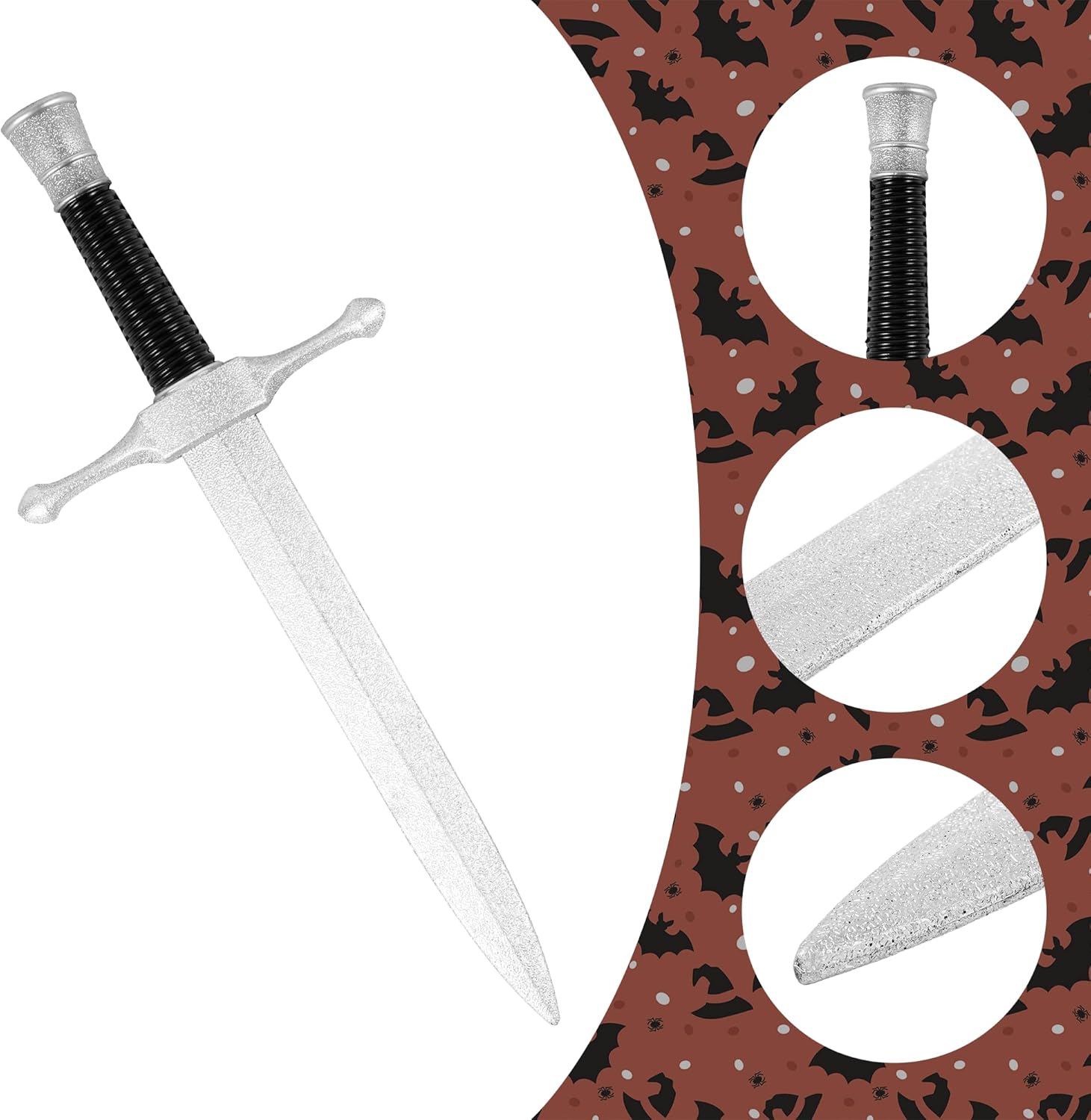 DAYSTART 16'' PU Foam Dagger Prop, Non-Functional Costume Short Sword with Plastic Core for Adult Cosplay, Halloween Display - Image 6
