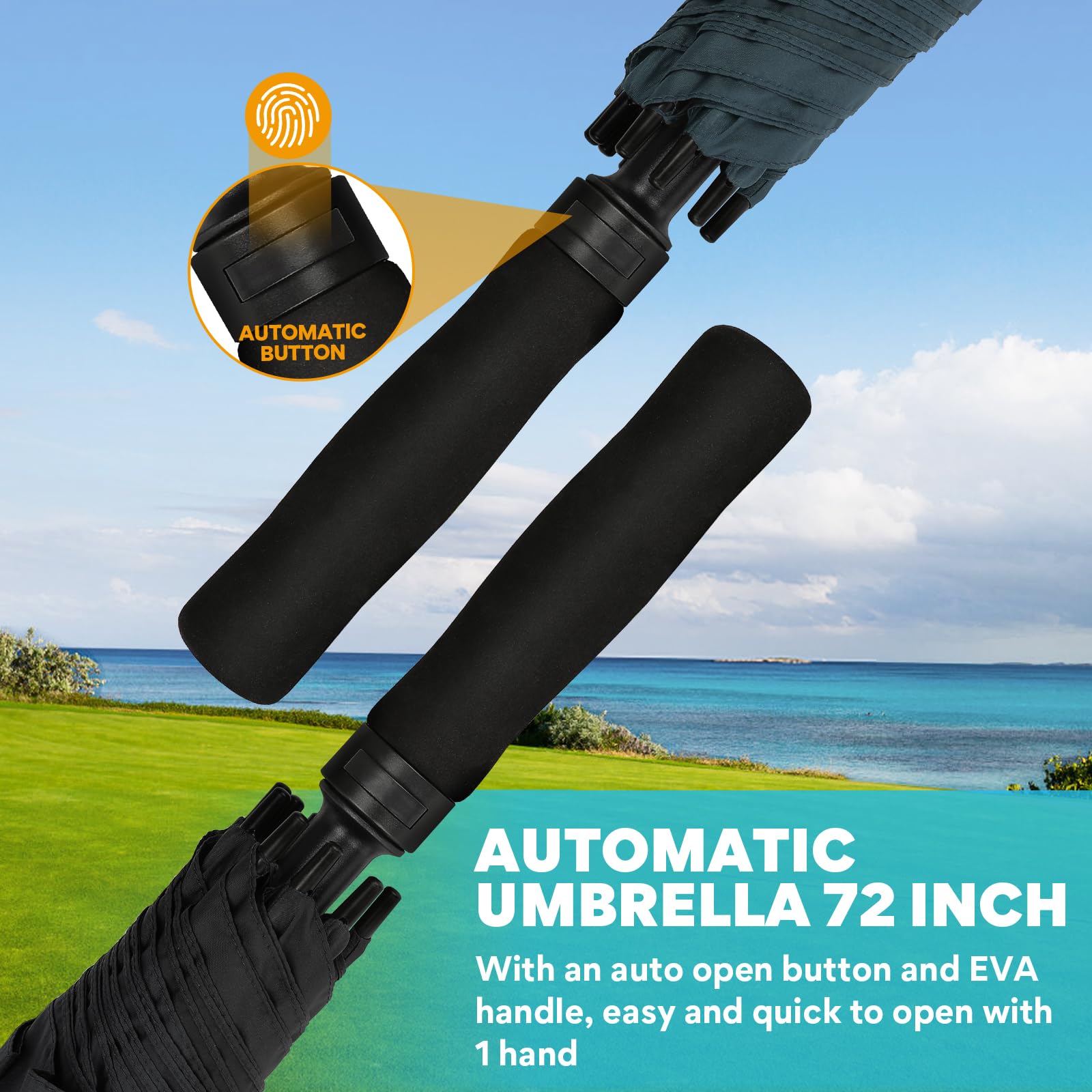 ZOMAKE Ombrello da Golf Grande 130/137/157/172/182cm - Automatico Ombrelli Pioggia Grandi Resistente Antivento Con Doppio Baldacchino - Extra Large Umbrella Per Uomo Donna