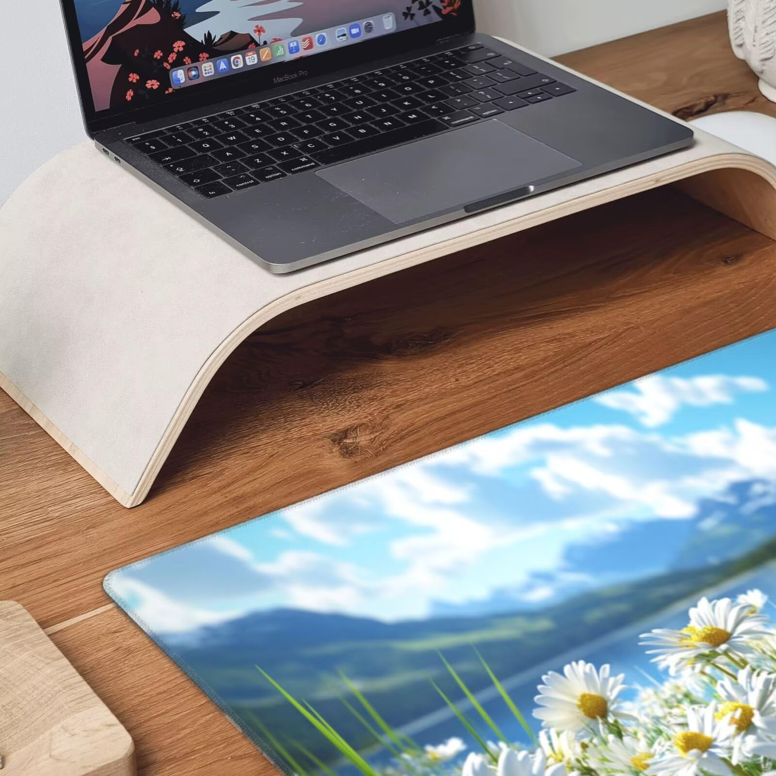 Niebieska podkładka pod mysz XXL krajobraz mata na biurko 1600 x 800 x 3 mm zmywalna podkładka do gier na laptopa, z antypoślizgową gumową podstawą do gier, PC, pracowników biurowych Y1435