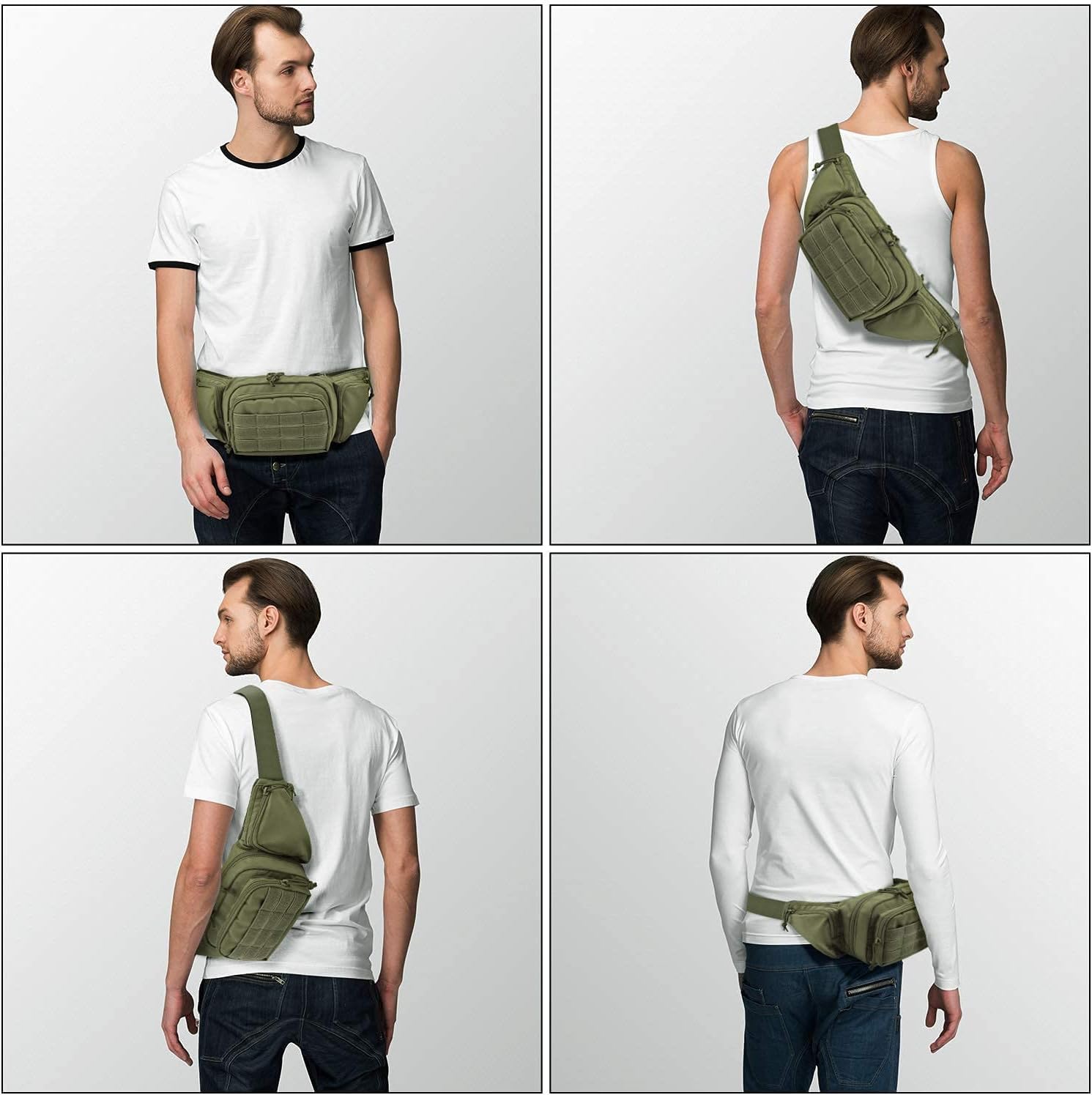 FRTKK Concealed Carry Pistol Fanny Pack Holster & 2 Pack Molle Pouches