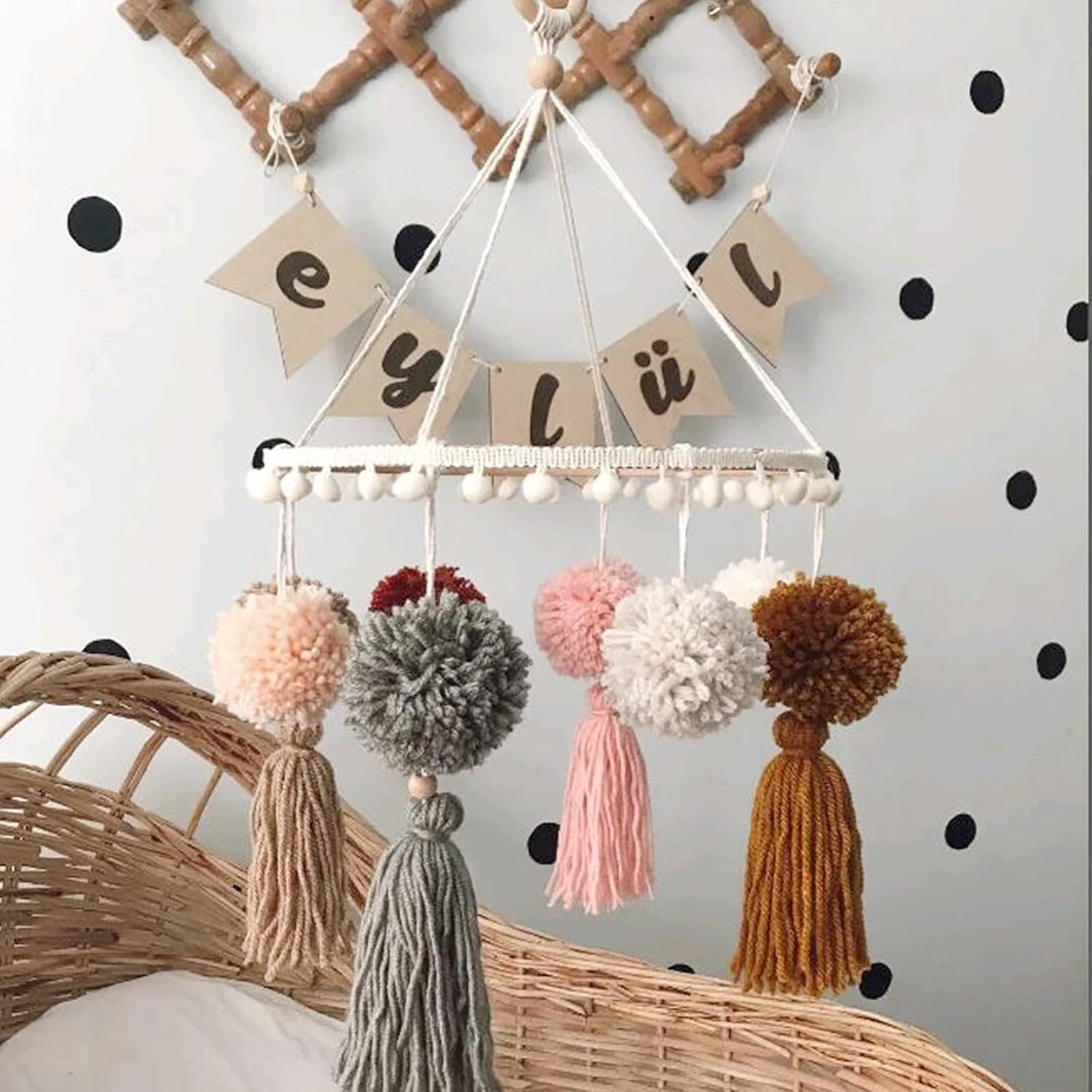 Boho Nursery Mobile,Baby Crib Mobile Neutral,Boho Mobile