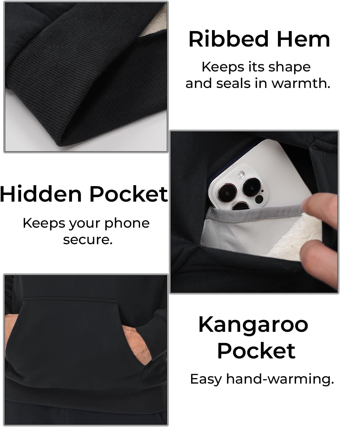 Boladeci Men's Sherpa Hoodie Pullover Heavyweight Thermal Fleece Lined Hooded Sweatshirt for Cold Weather Warm - Image 4