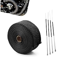 汽车排气热卷,16。4 英尺玻璃纤维热盾胶带,带扎带的柔性耐高温多用途消声器胶带,适用于大多数汽车、摩托车