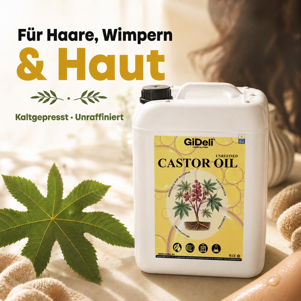 GiDeli Rizinusöl Kaltgepresst 10L Castor Oil Ph. Eur. für Haare und Haut