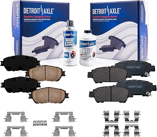 Detroit Axle - Pastillas de freno para Toyota Sienna 2004-2010 4 ruedas de disco solamente, pastillas de freno de cerámica delanteras y traseras con