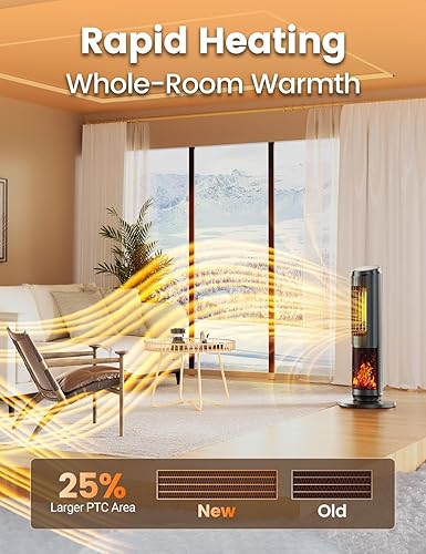 Miniatura 2 de Space Heater - 1500W PTC Heaters for Indoor Use - Portable Heater with Thermostat and Remote - Room Heaters with 70 Oscillation - Quiet for Office,