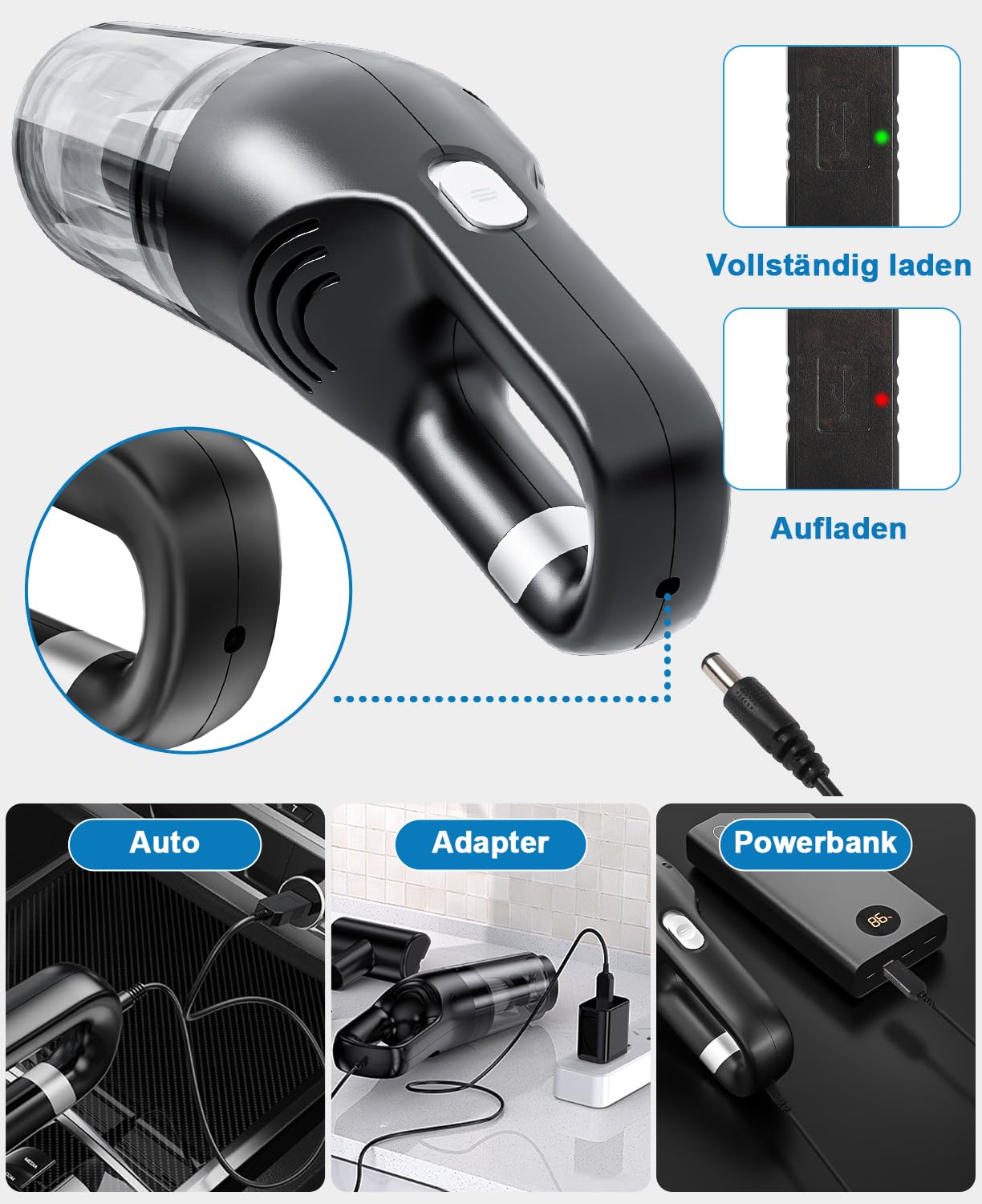Vankarr Handstaubsauger 16000Pa Kabellos - Akku Staubsauger Für Auto & Haus