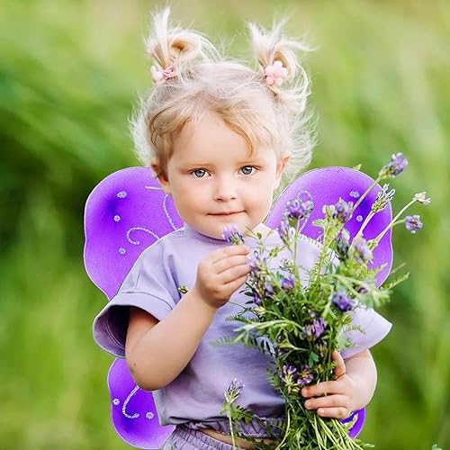Miniatura 2 de NENMATTE Alas de hadas para niñas, alas de ángel brillantes, alas de hada de mariposa para fiesta de cumpleaños, disfraz de Halloween