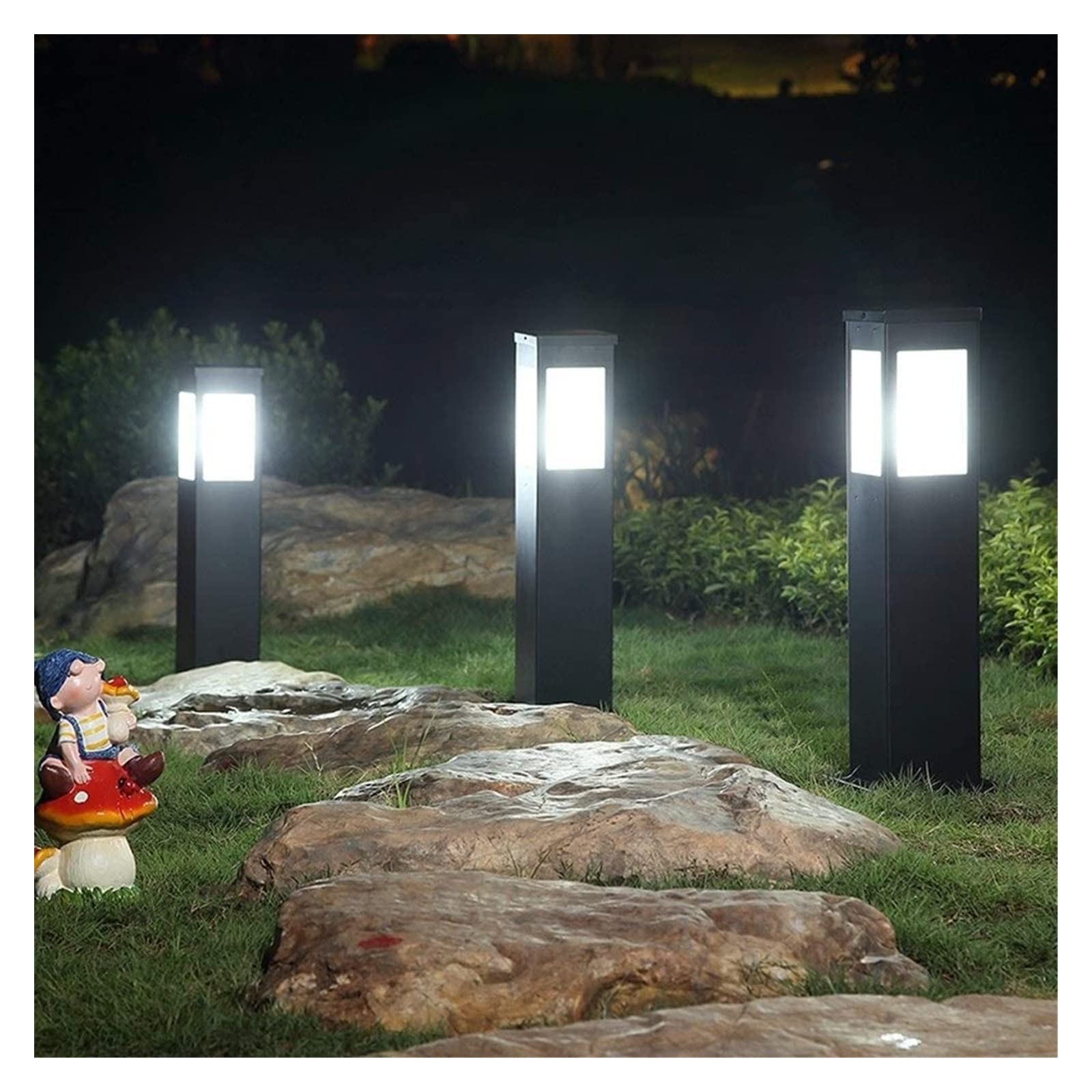 Cortile quadrato classico IP65 impermeabile palo da giardino palo alto lampada a palo alto antipioggia lampada a colonna per esterni lanterna a pilastro alluminio metallo vialetto piano terra prato