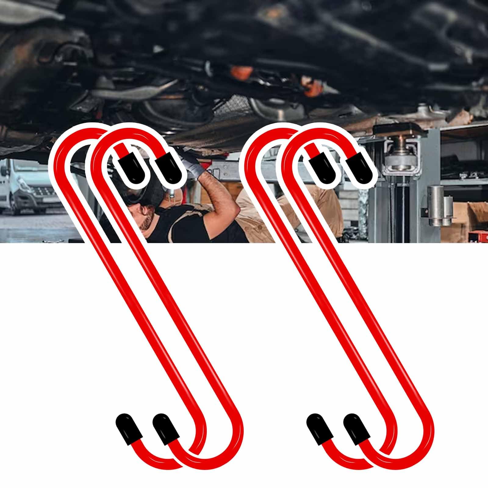 4PCS Brake Caliper Hanger Auto Brake Caliper Hook Automotive Mechanics Tools, Universal Caliper Hanger with Rubber Tips for Braking Pads, Bearing, Axle Shaft, Suspension Work (Red)