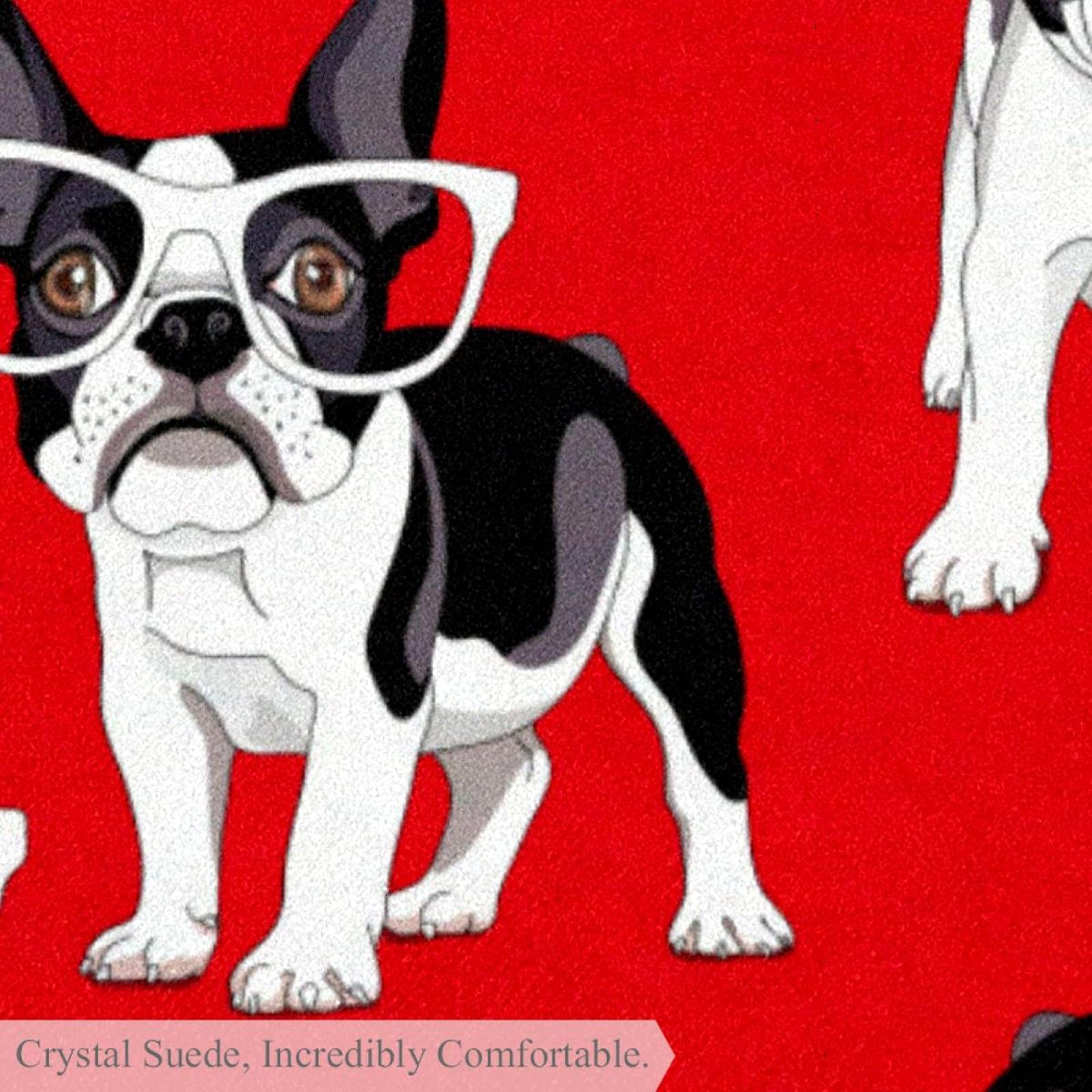 Tappeto in finta pelliccia per soggiorno, motivo bulldog francese, per camera da letto, rettangolare, per letto