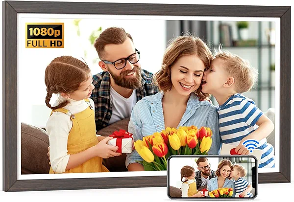 Large Digital Picture Frame 21.5-inch Electronic Photo Frame, FHD IPS Synchronize Smartphone Screen, 32GB WiFi Frame, Light Sensor, Sharing Photos & Videos via App Email, Unlimited Cloud Storage
