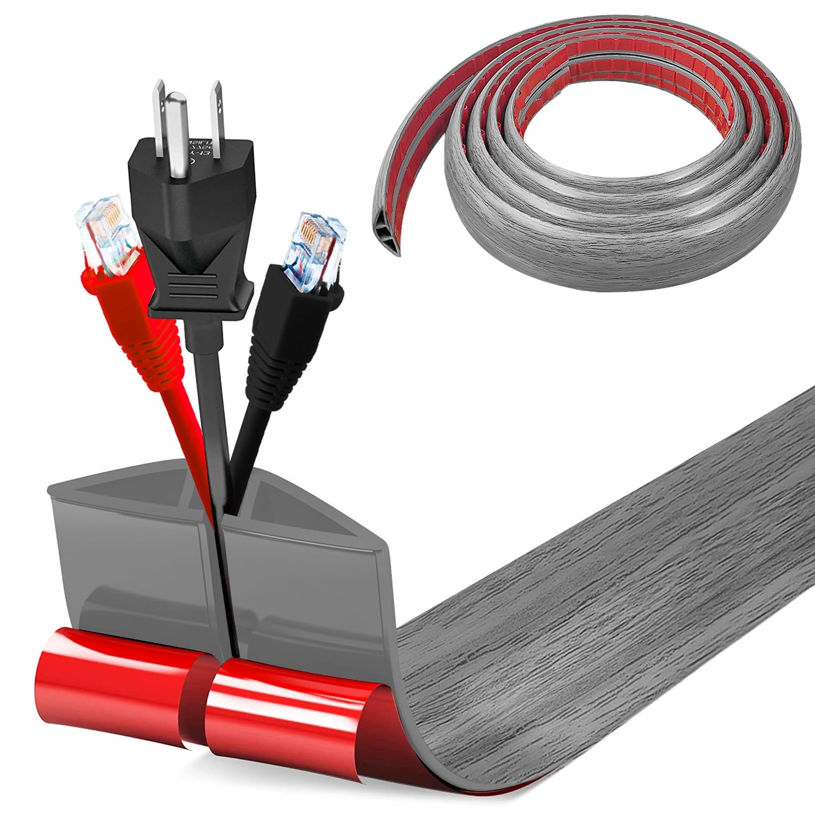 Pasacables Suelo, Canaleta Cables Suelo, 3.0M x2cm Protector de Cables para Suelo, Cubiertas de Suelo para Cables Autoadhesiva Montaje para Todos los Hogar, Oficina, Escuela,Almacén(Blanco-Redondeado) — view 12