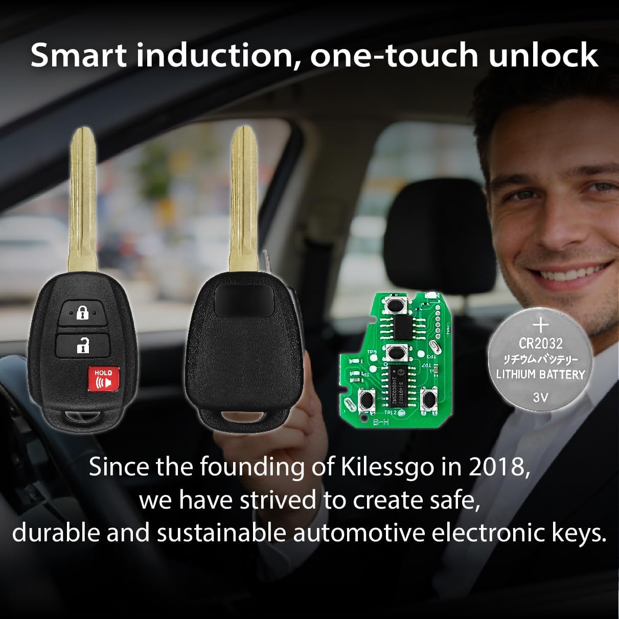 Fits for Toyota RAV4 Highlander Tacoma Tundra Sequoia 2013 - 2021 Key Fob GQ4-52T 314MHz H 3 Buttons(Set of 2)