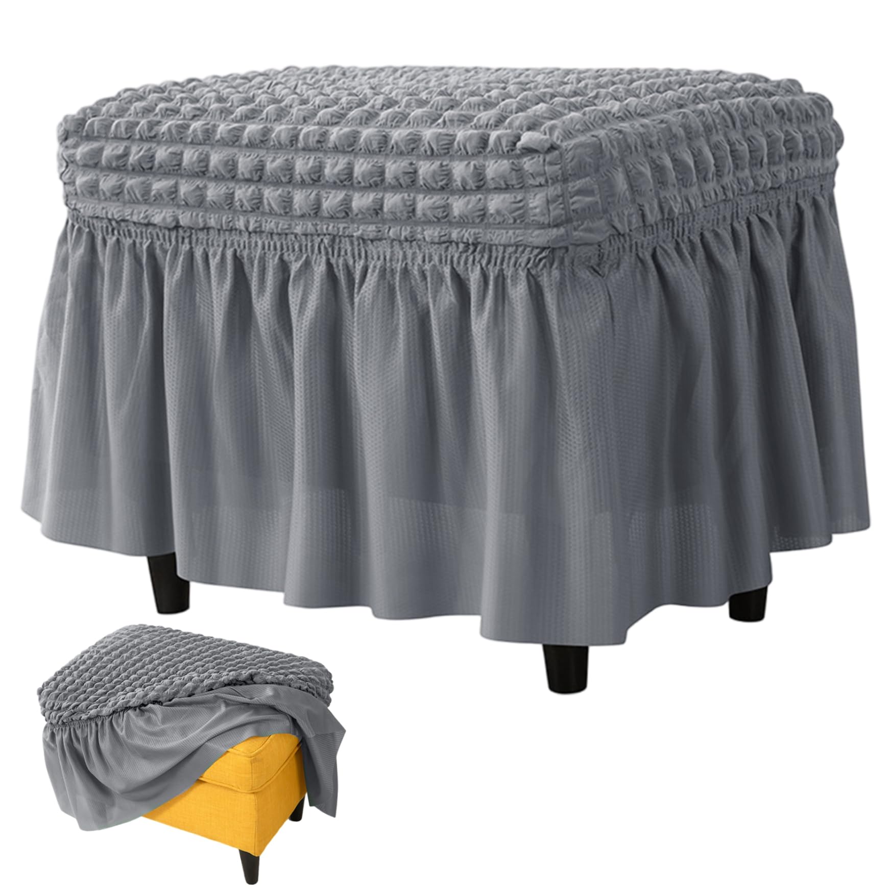 Couvre ottoman extensible avec bande élastique pour rénover un pouf usé