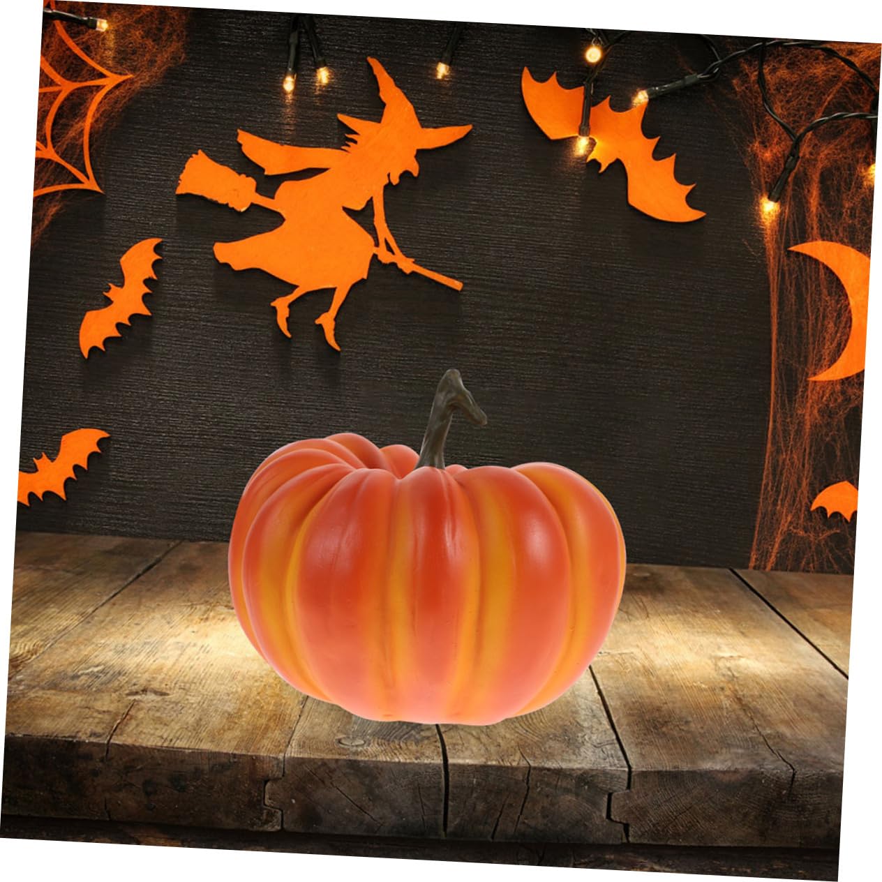 VANZACK Künstlicher Kürbis aus Kunstharz mit Realistischer Form und Handgefertigtem Design Dekorative Herbstdeko für Halloween Atmosphäre im Innen und Außenbereich