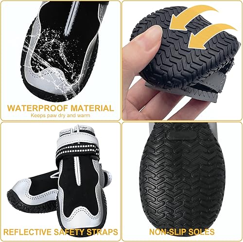 Miniatura 3 de Zapatos de perro para perros pequeños, botas y protectores de patas para nieve de invierno, lluvia, pavimento caliente, senderismo, suelos de madera