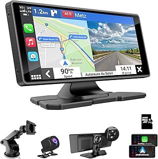 Wireless Portable Apple Carplay Car Stereo, 9.3'' Carplay Stereo&Android Auto Touch Screen with 2.5K Dash Cam, 1080p Backup Camera/Loop Recording/Bluetooth GPS Navigation Head Unit/Mirror Link