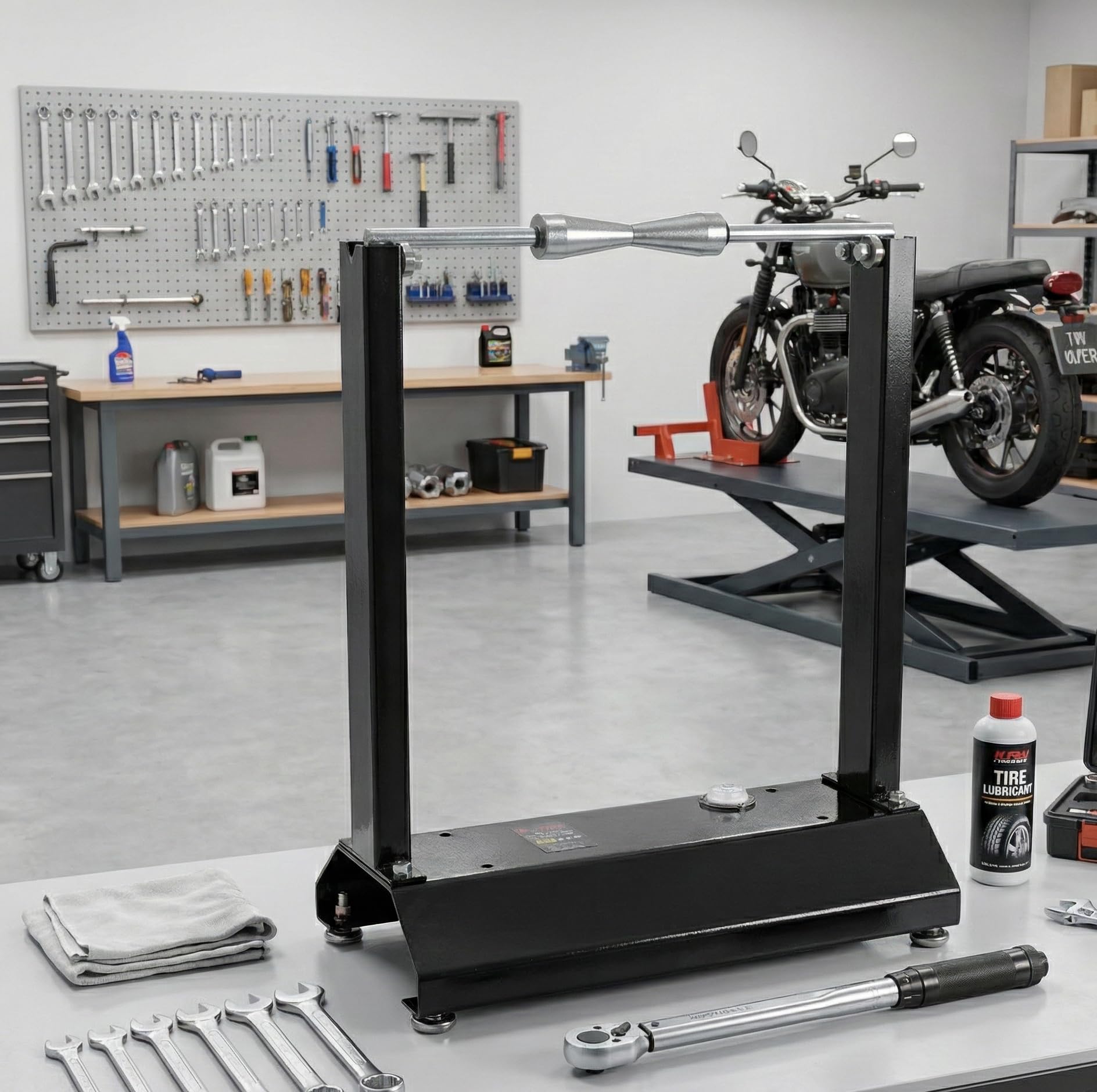 KATSU Tools Equilibrador de ruedas de motocicleta, conos de centrado ajustables, soporte de equilibrio portátil para mantenimiento de neumáticos de llanta de motocicleta y bicicleta, modelo 451333
