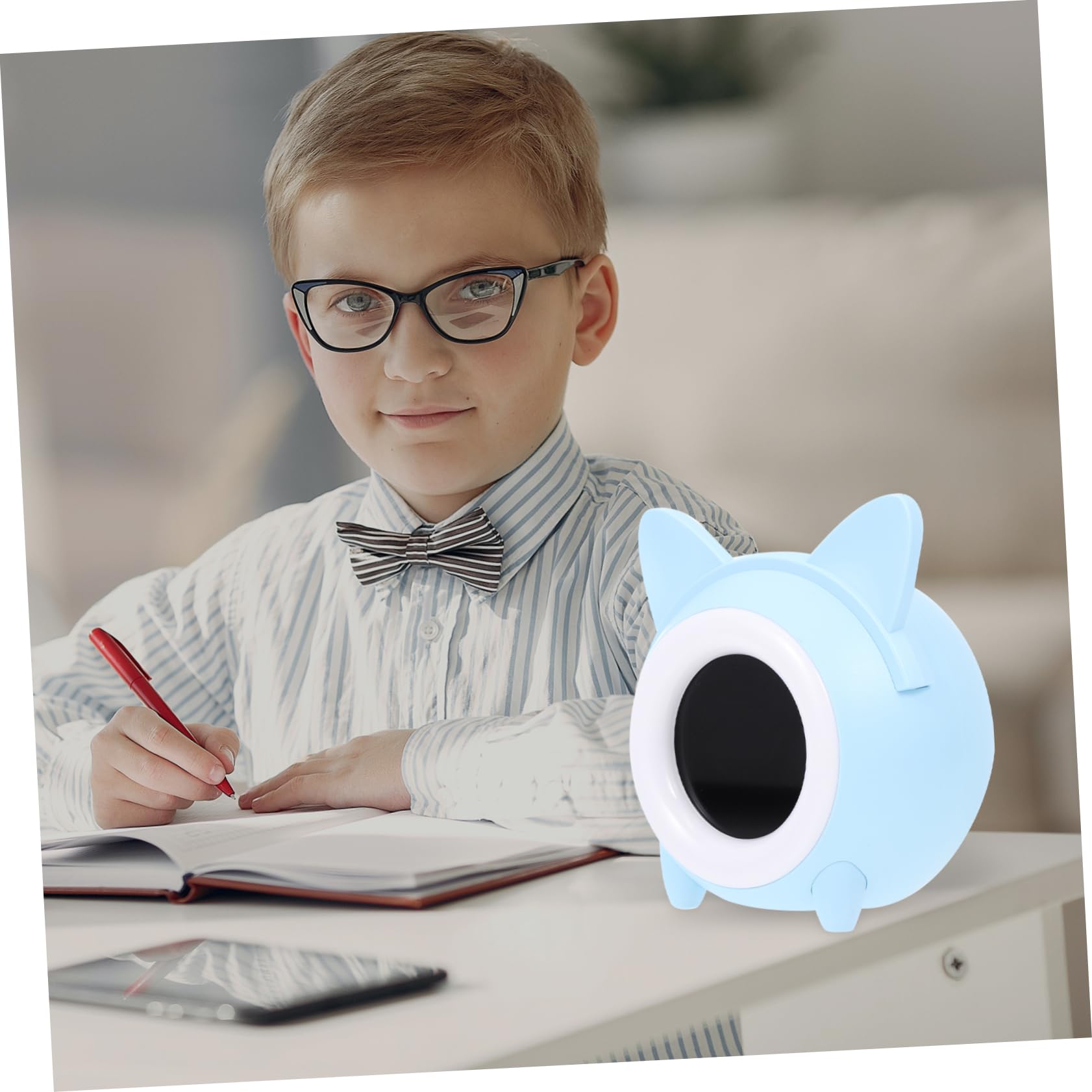 ABOOFAN Elektronischer Wecker Wecklampe Aus Langlebigem Material Mit Aufwachlicht Für Kinderzimmer Dekor Sanfte Zeiteinstellungen Niedliche Cartoon Form Integriertes Nachtlicht in Blau