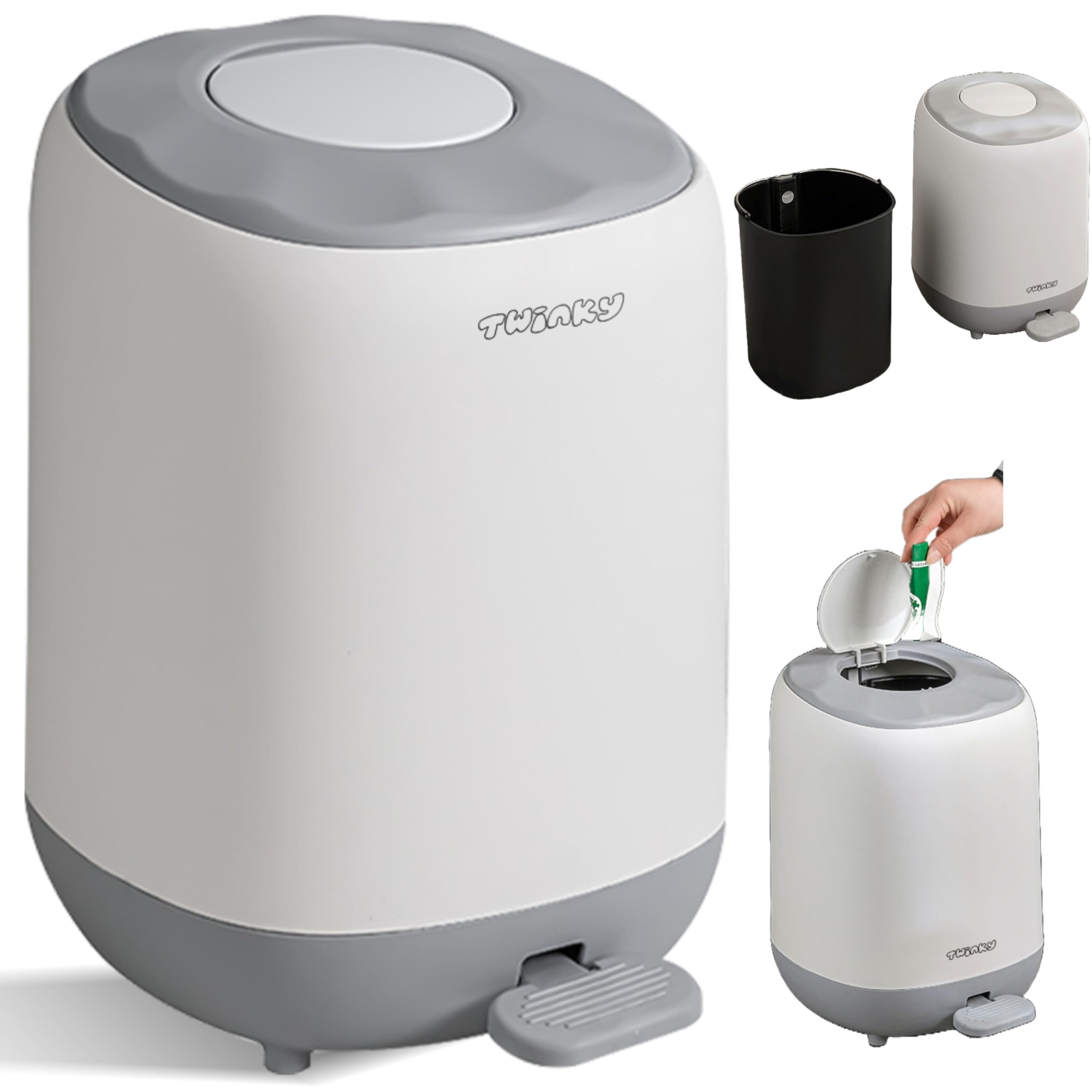 Twinky Windeleimer für Babys – Windeleimer ohne Kassette – Platzsparender Windelbehälter mit Deckel – Einfach zu benutzen & zu reinigen – Für normale Müllbeutel