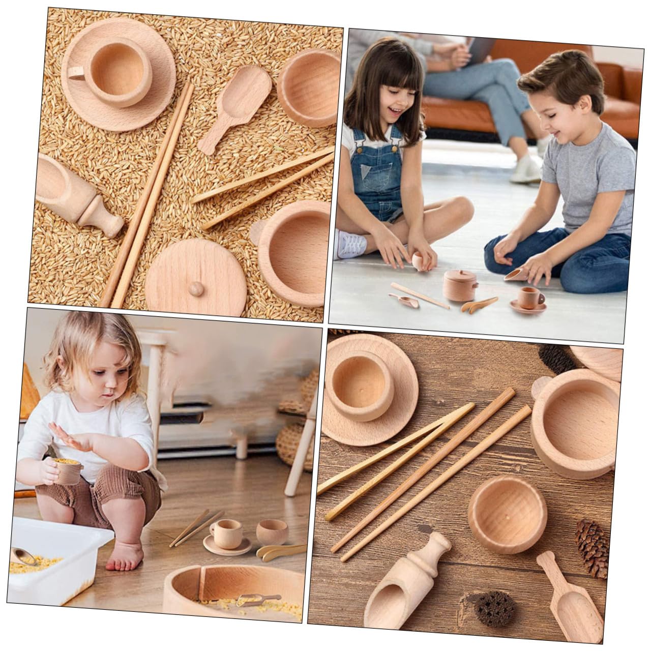 Tazzine Legno Giocattolo Set Educativo per Ragazzo Ragazza