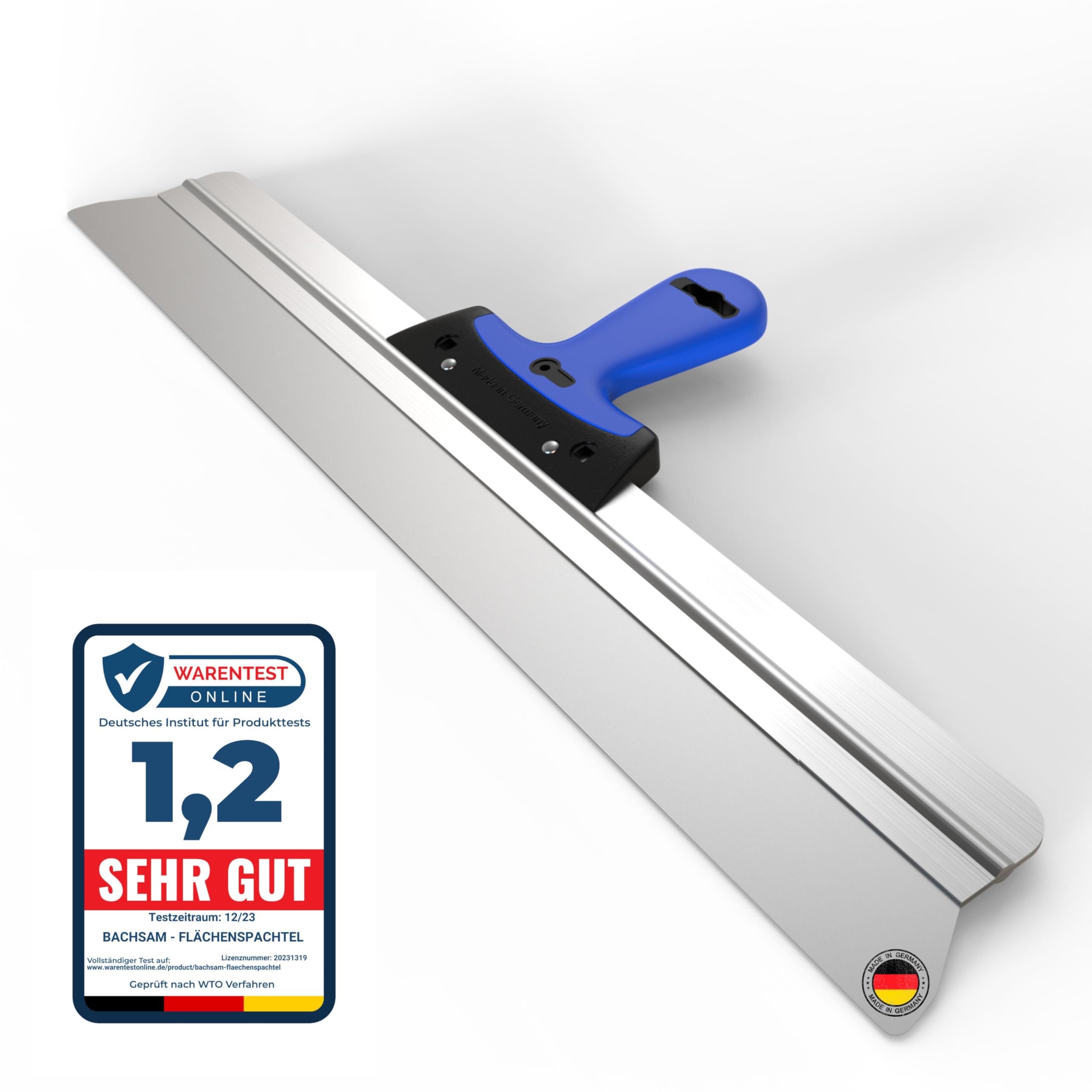 Flächenspachtel 60cm, trockenbau Spachtel werkzeug Set, Flächenglätter zum Spachten, Verputzen mit ergonomischem und rostfreiem edelstahl, glättspachtel 600mm Glätter, Made in Germany (600mm)