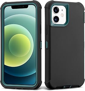 Case for iPhone 12 Mini (5.4''), Full-Body Liquid Silicone Gel Soft Rubber Bumper Heavy Duty 3-Layer Shockproof Drop Protective Cover Cases for Apple iPhone 12Mini 2020 (Black Cactus)