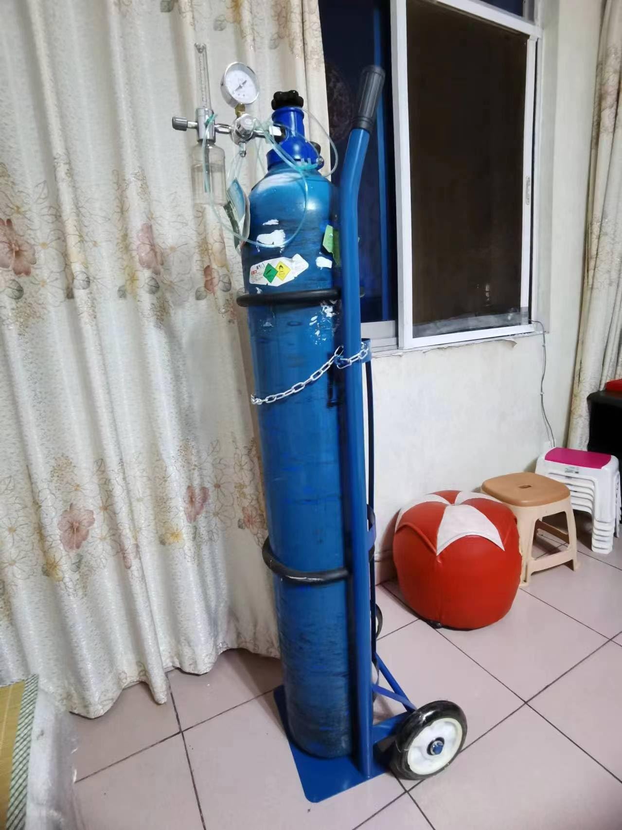 Genérico Carro portabotellas rodante para Tanques de oxígeno, Estante de Almacenamiento para Tanques de Gas de 55" de Altura/Soporte para Tanques de propano de Alta Resistencia con Cadenas