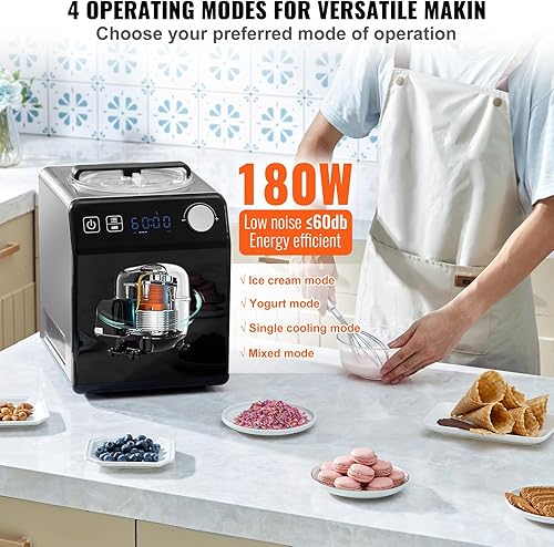 Miniatura 3 de VEVOR Máquina automática vertical de helados con compresor integrado, 2 cuartos de galón sin precongelación de yogur de frutas, máquina eléctrica de