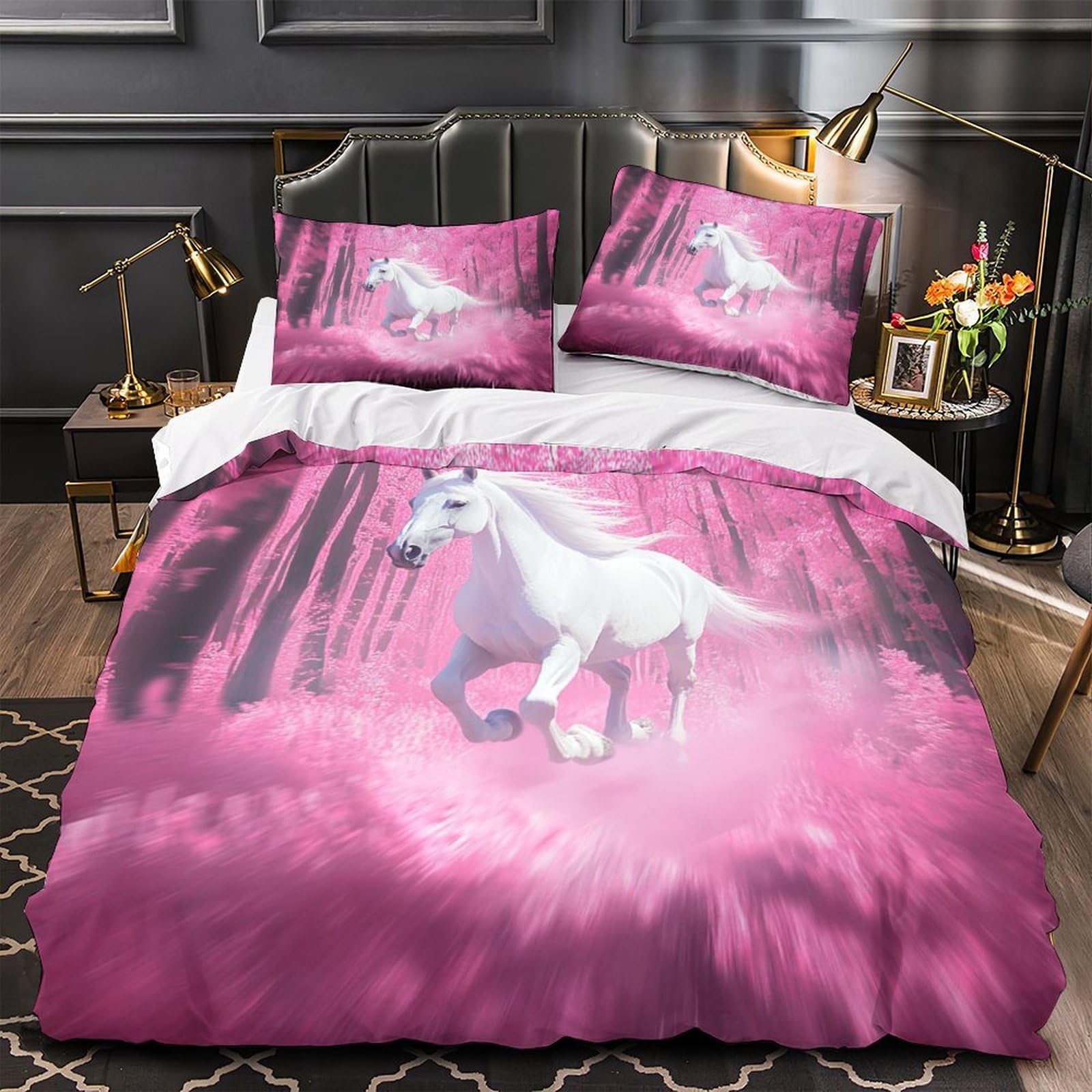 Housse de Couette Cheval Anti-Tache et Durable pour Grand Lit 220x240cm