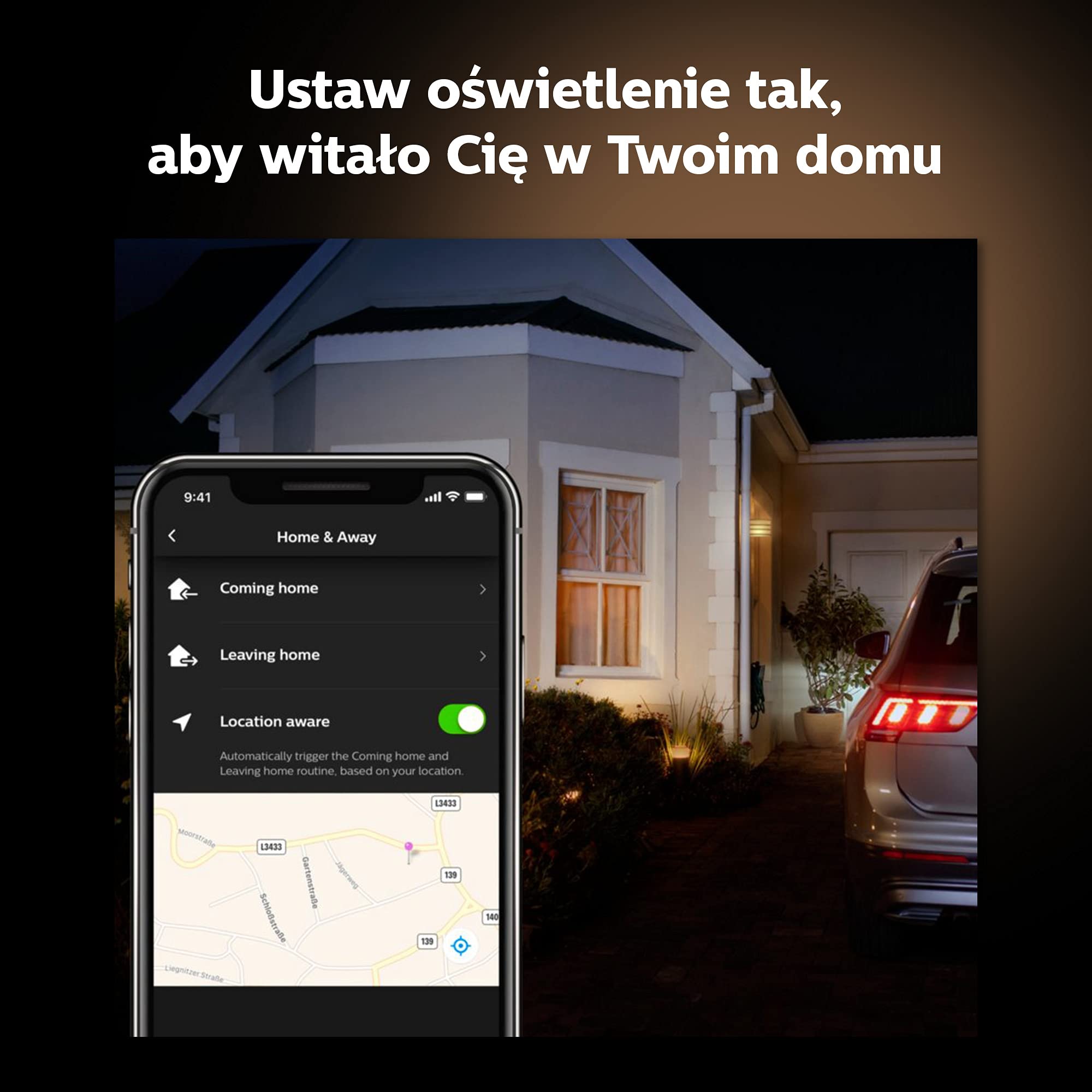 Philips Hue Nyro White and color ambiance Zewnętrzna lampa ścienna LED, kinkiet, 16 mln kolorów, możliwość przyciemniania, sterowanie aplikacją