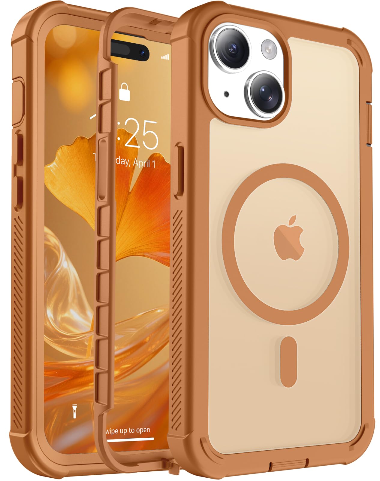 jaroco Magnetic for iPhone 15 Case Heavy Duty Protection Brown